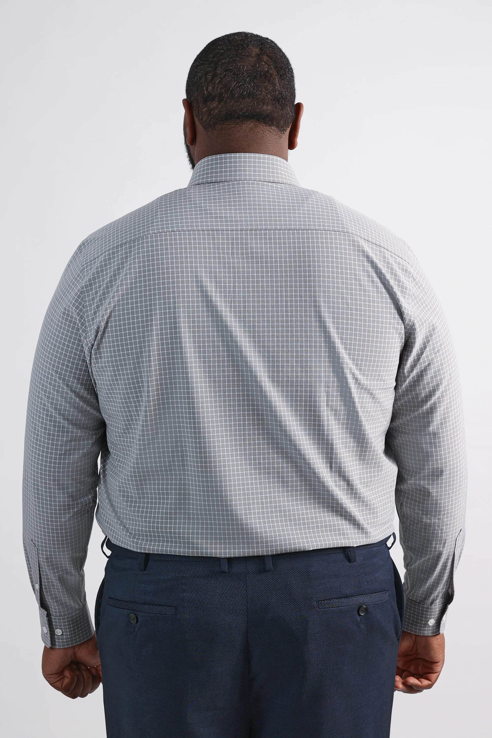 Big Smart Wash® Dress Shirt - Medium Grey Grid - Image 2