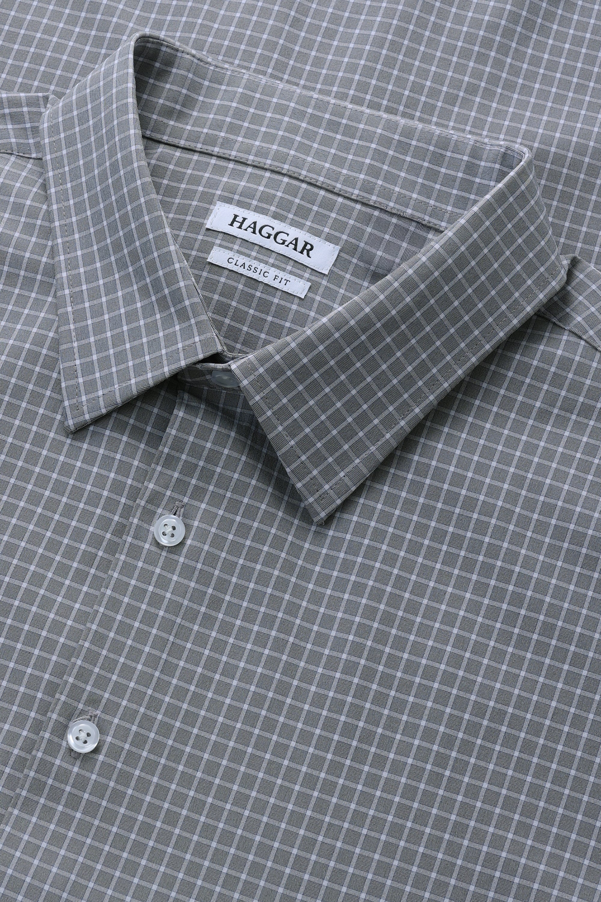 Big Smart Wash® Dress Shirt - Medium Grey Grid - Image 4