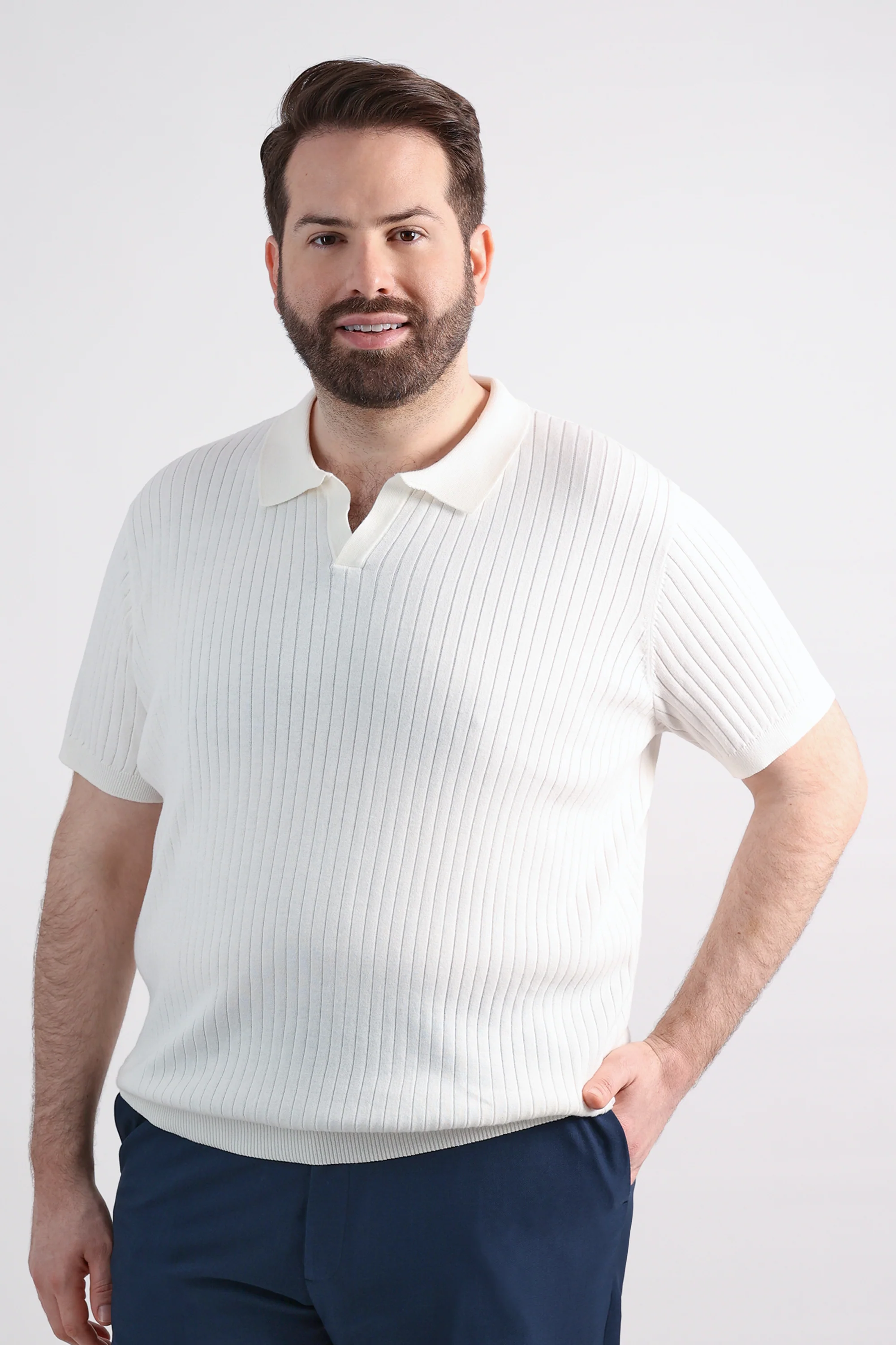Big & Tall Johnny Collar Ribbed Sweater - Image 5