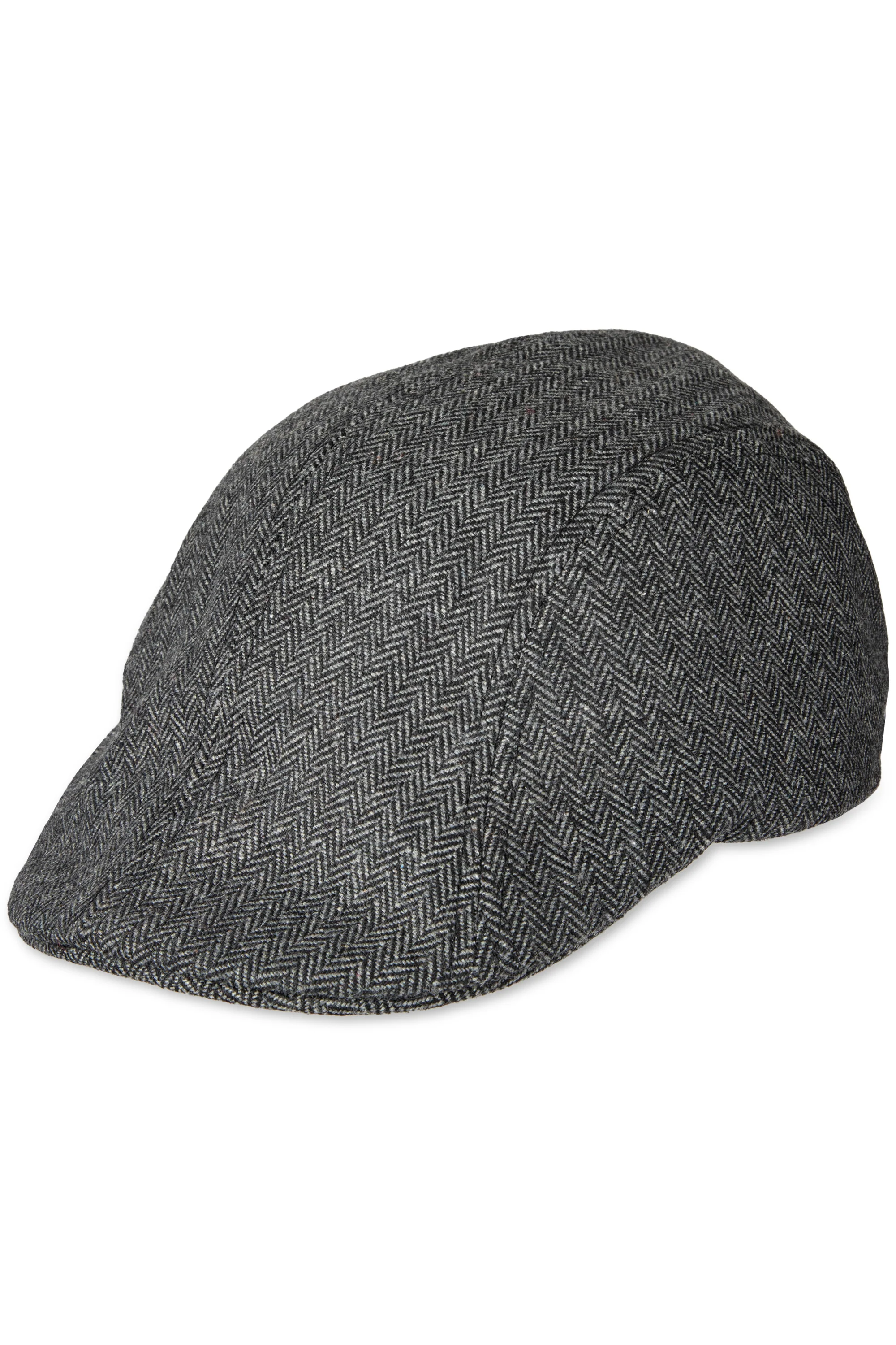 Brushed Herringbone Center Seam Flat Cap - Graphite