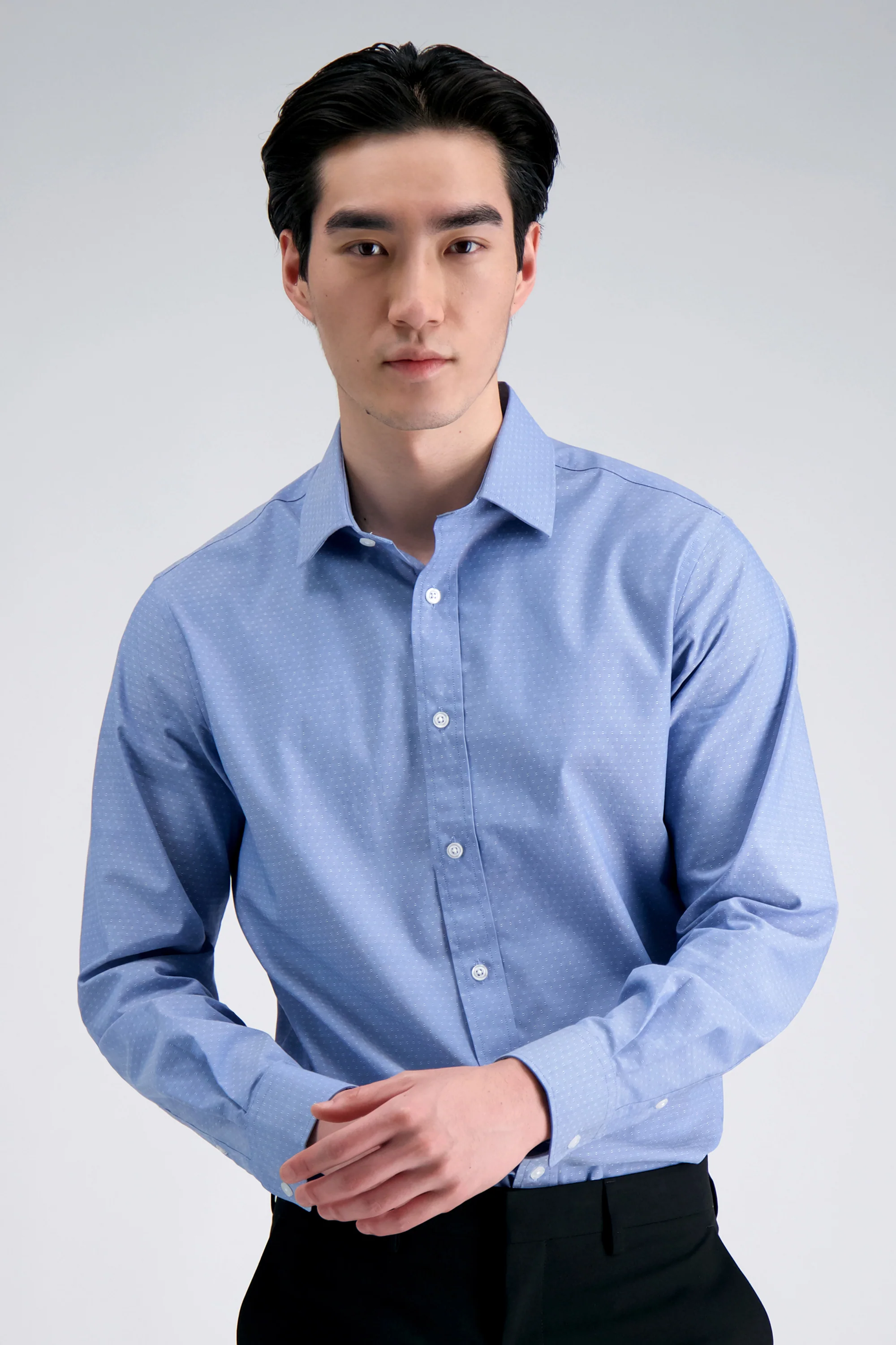 Cotton Dress Shirt - Blue Dobby