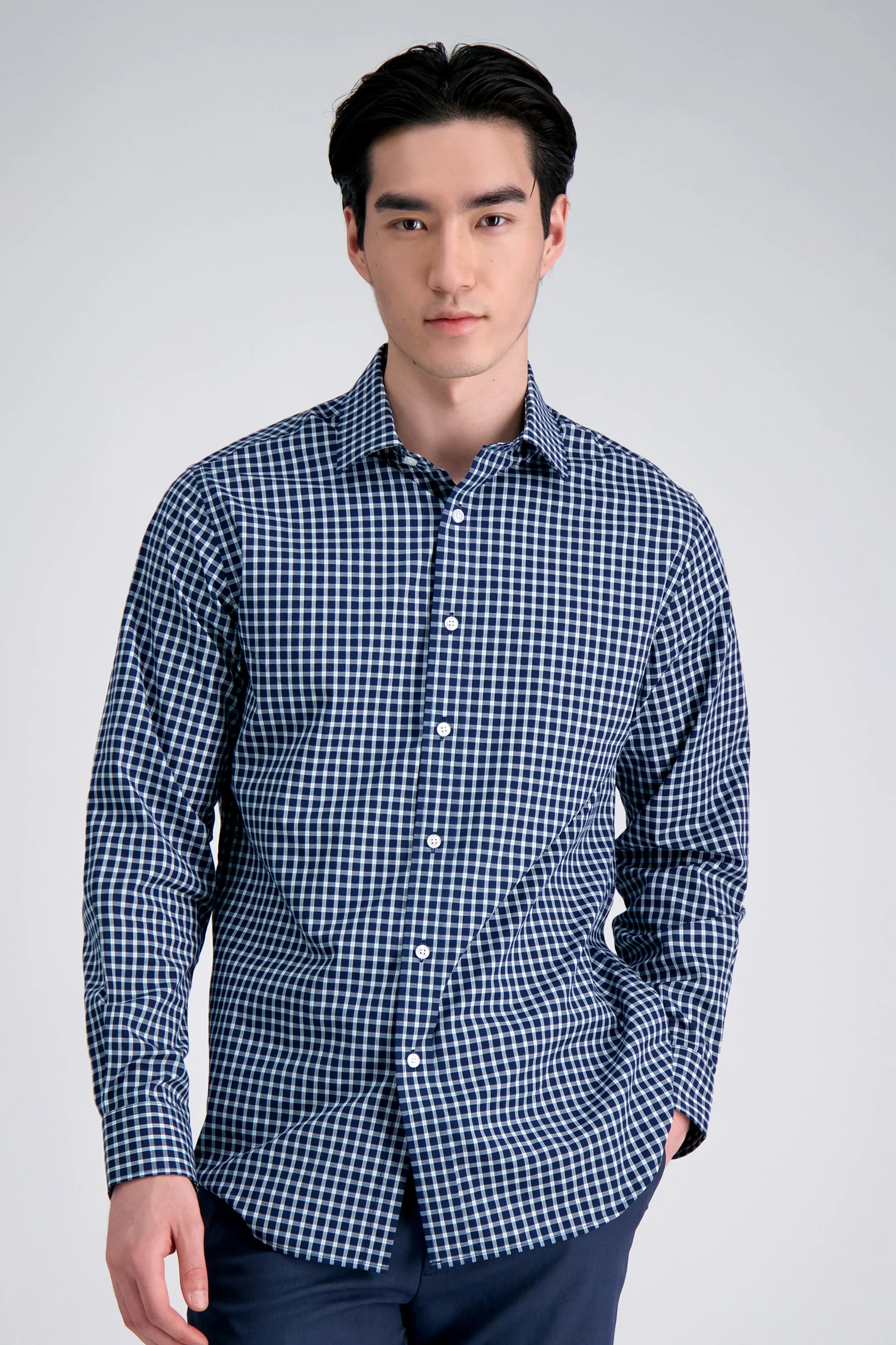Cotton Dress Shirt - Navy Check