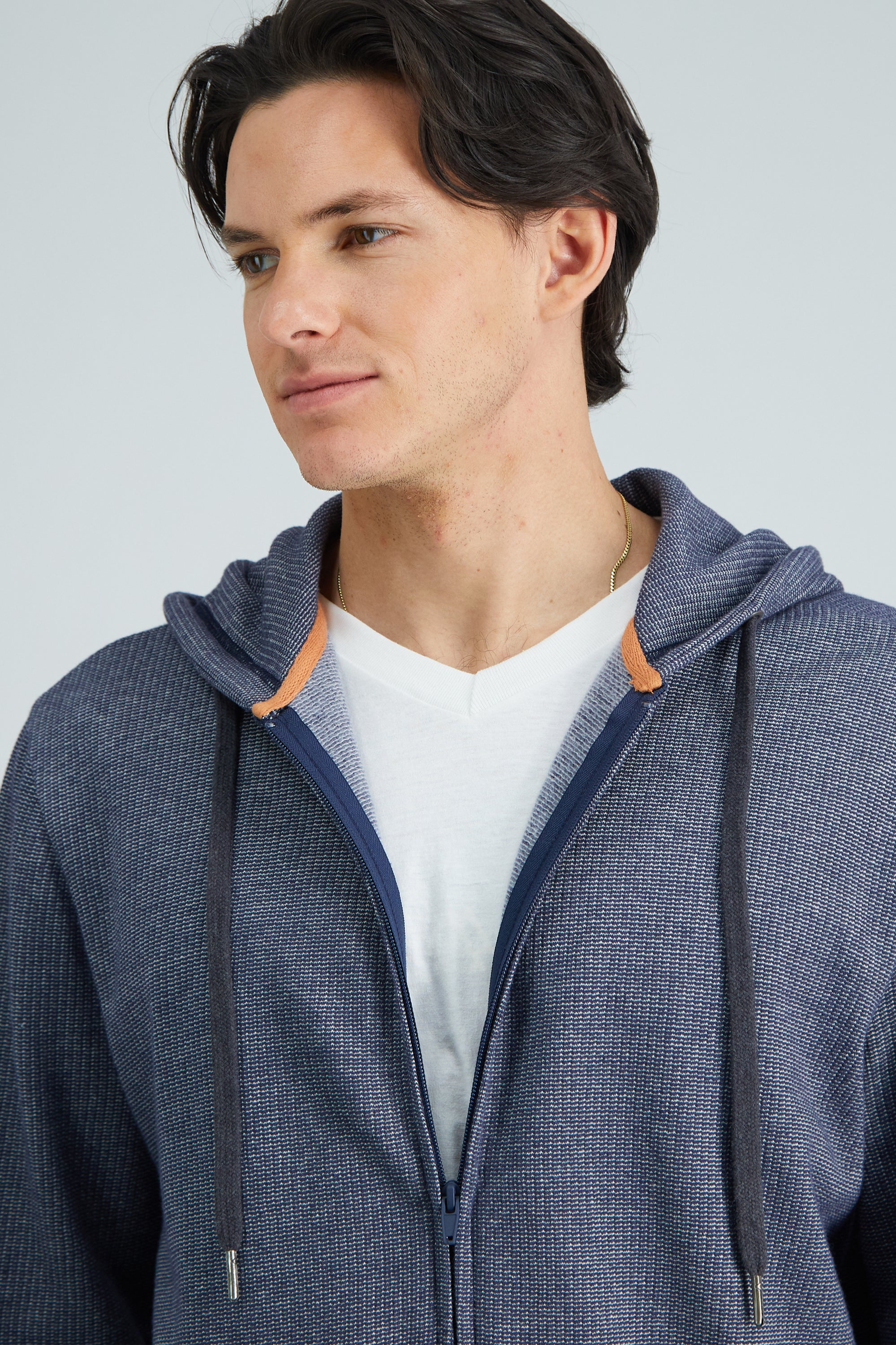 Full Zip Textured Fleece Hoodie Sweatshirt - Image 6