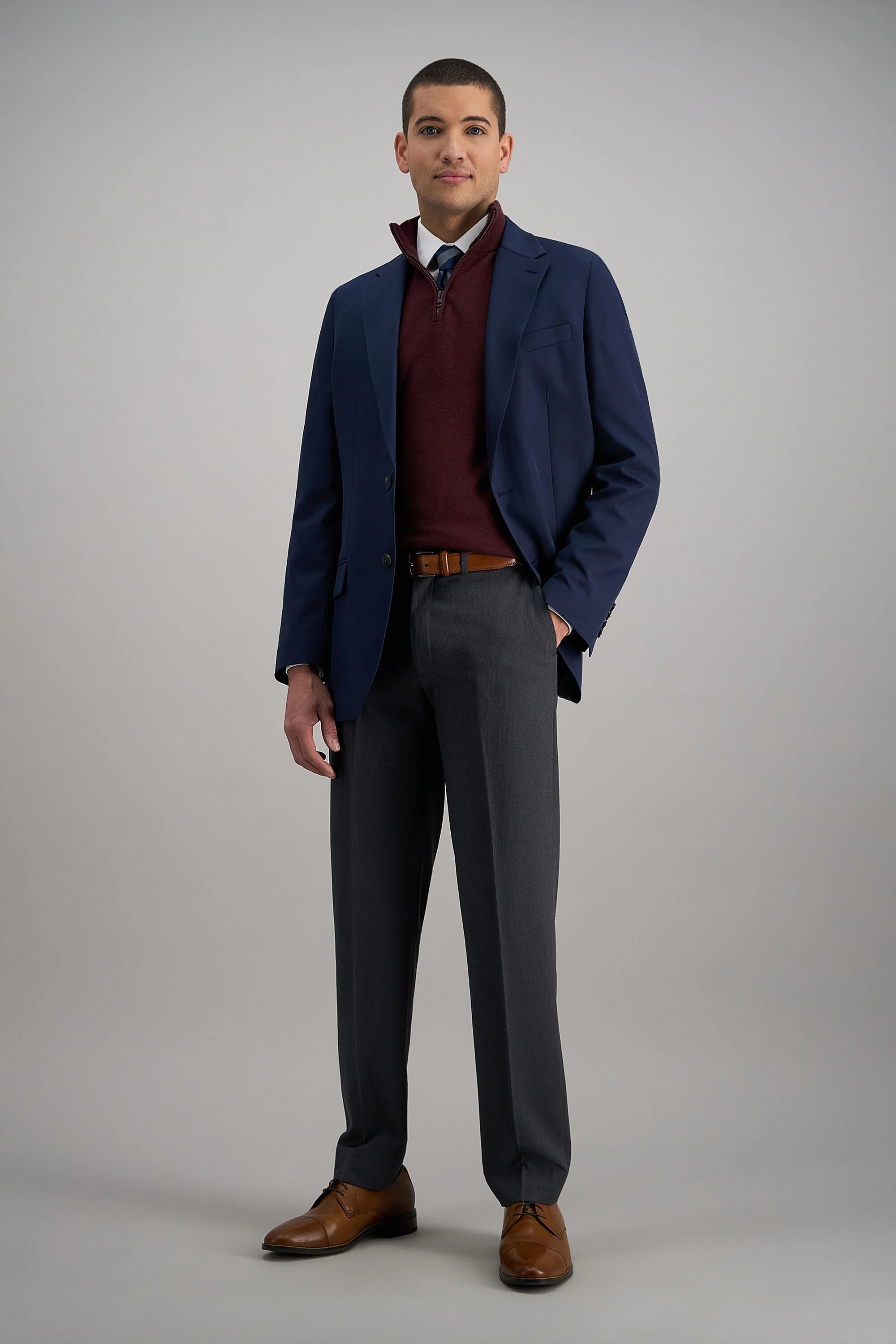 J.M. Haggar 4-Way Stretch Dress Pant - Check Glen Plaidㅤ - Image 3