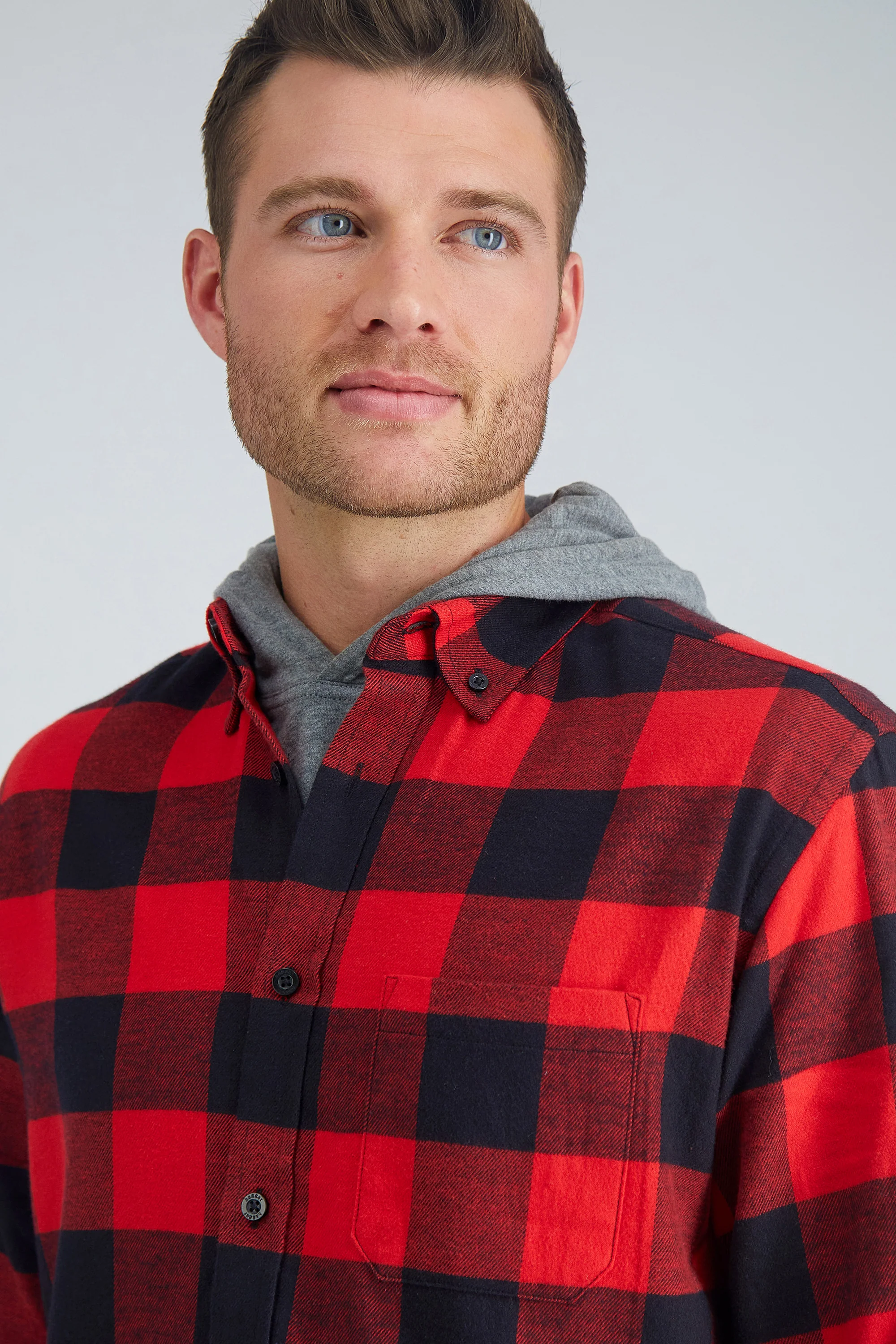 Long Flannel Plaid Shirt - Bright Red - Image 4