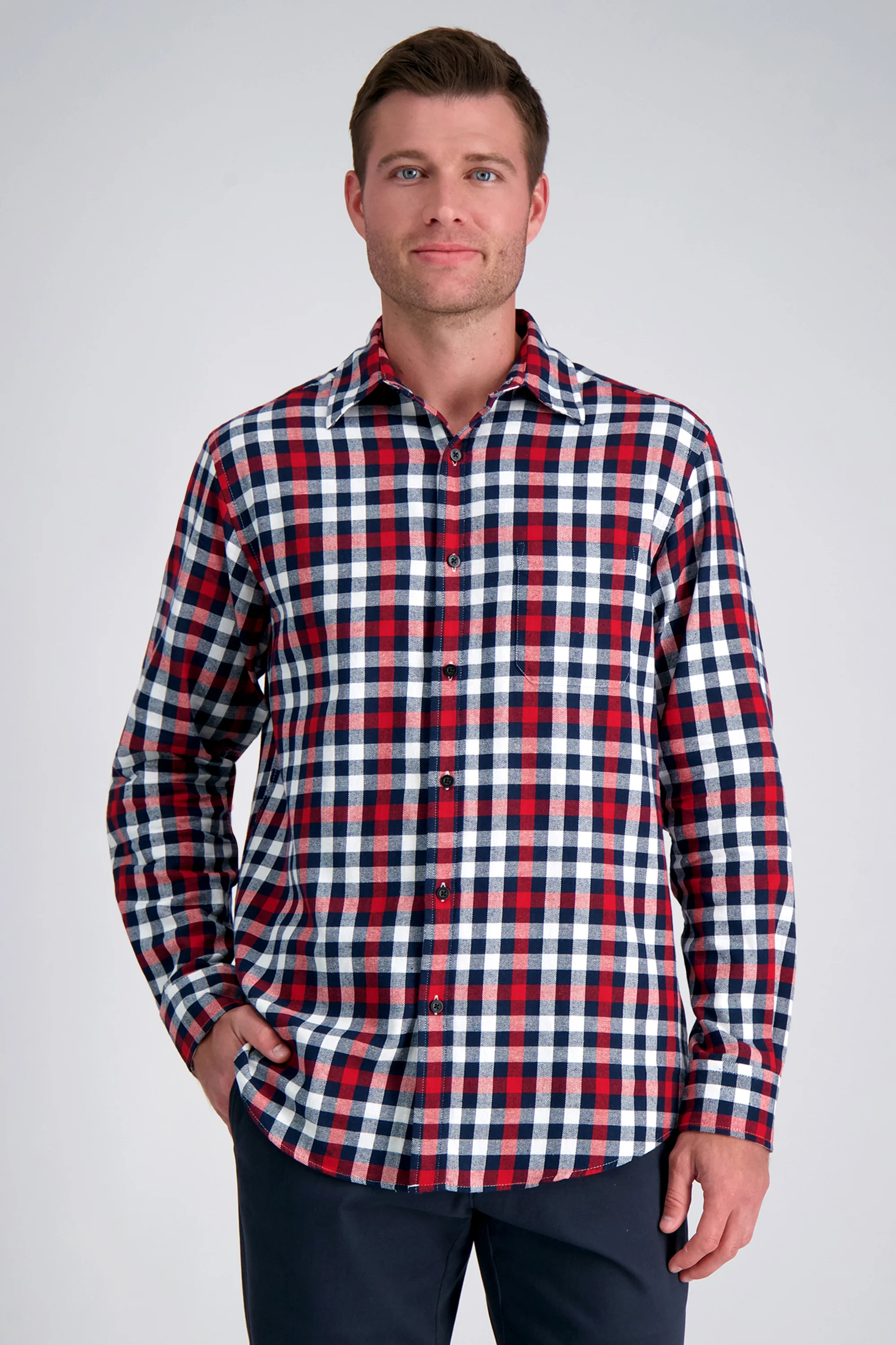 Long Sleeve Flannel Plaid Shirt - Image 3