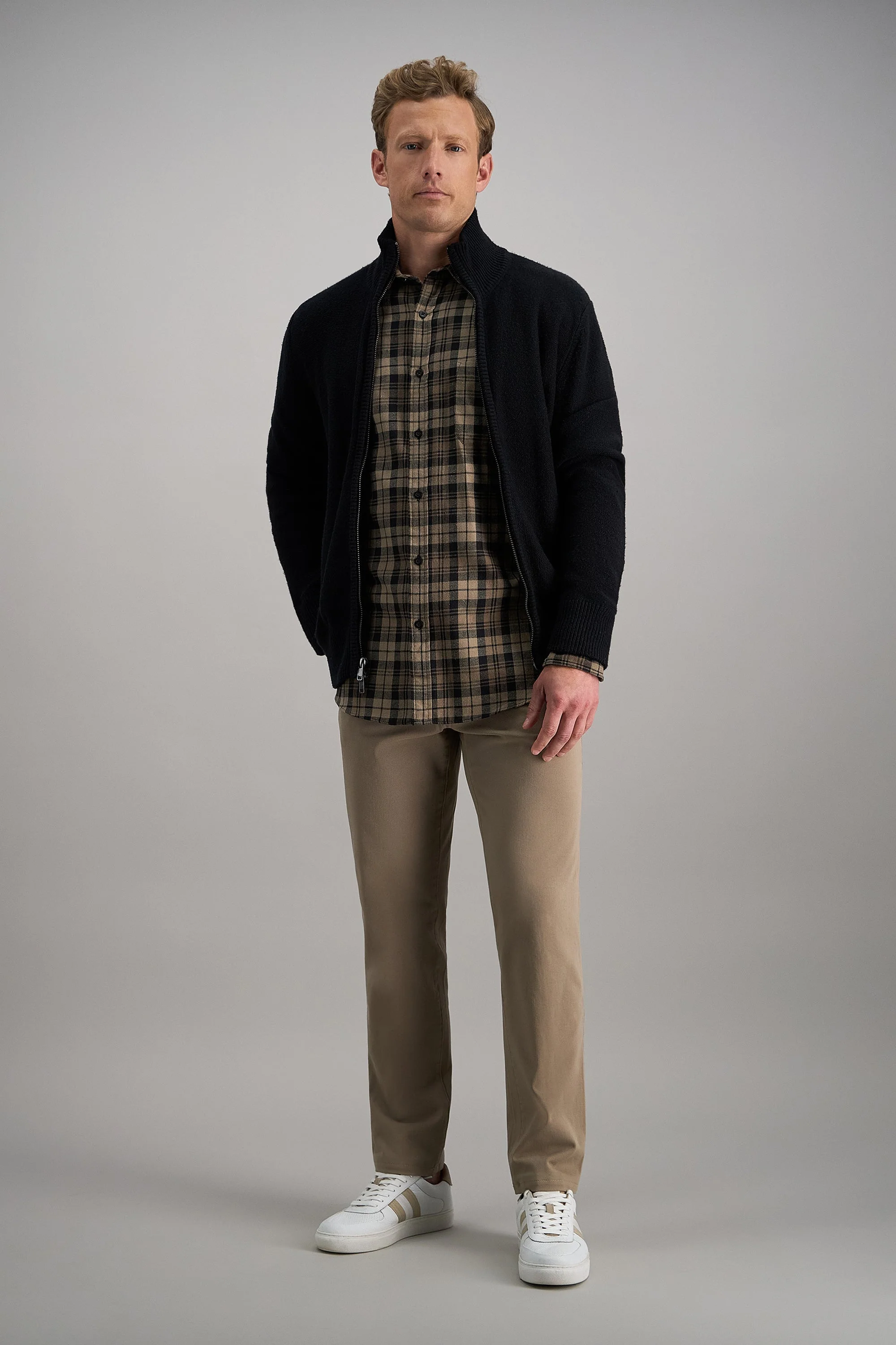 Long Sleeve Flannel Plaid Shirt - Brown - Image 3