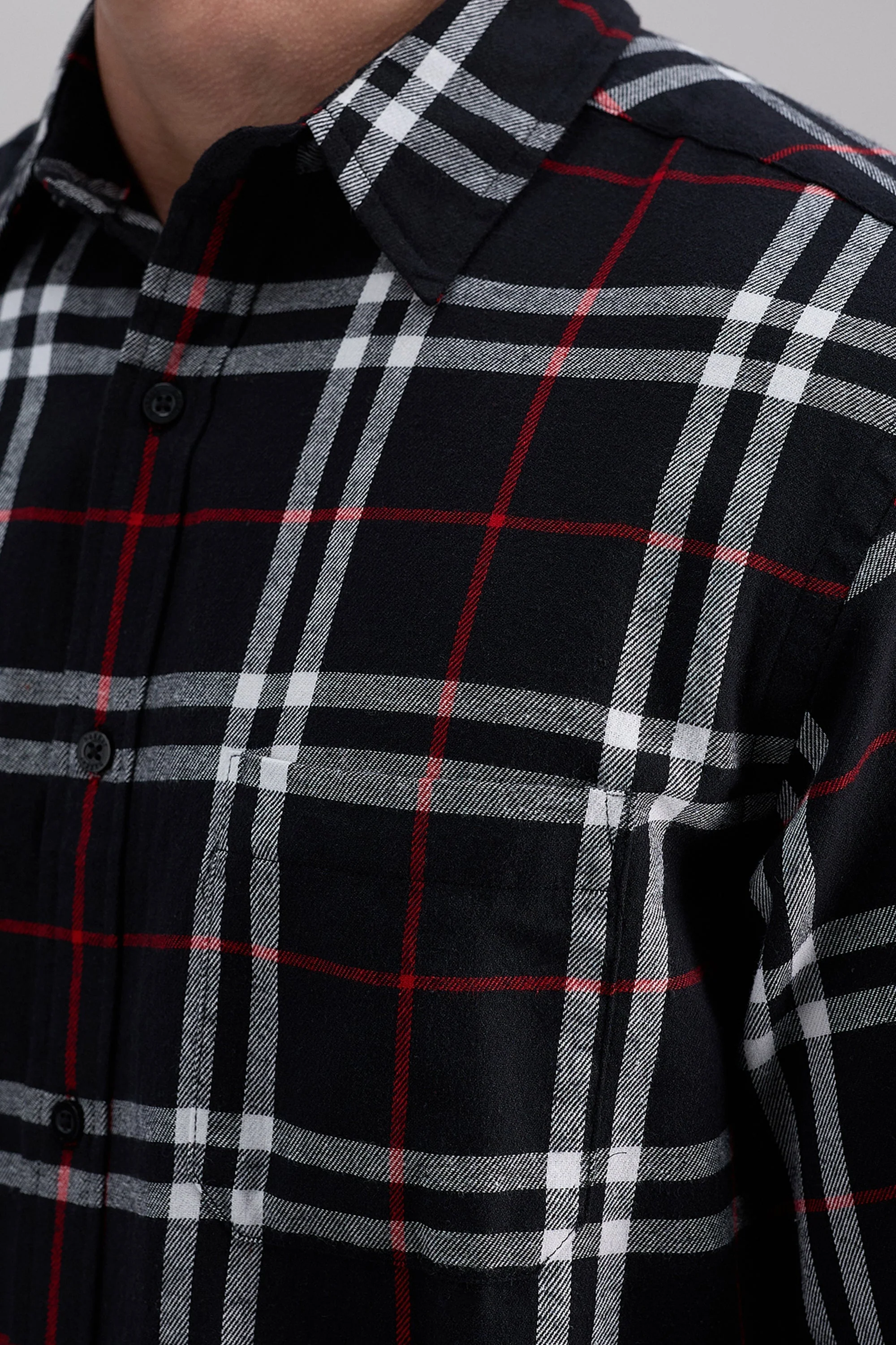 Long Sleeve Flannel Plaid Shirt - Image 2