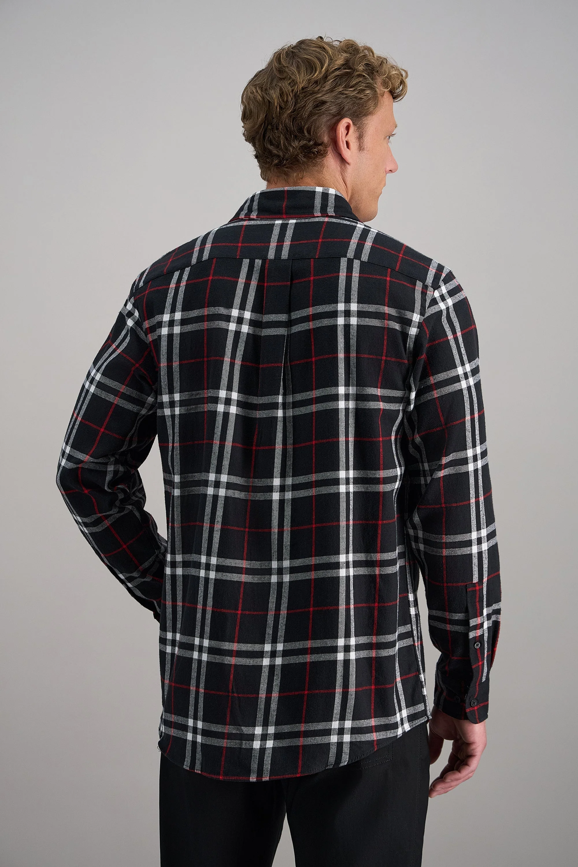 Long Sleeve Flannel Plaid Shirt - Image 4