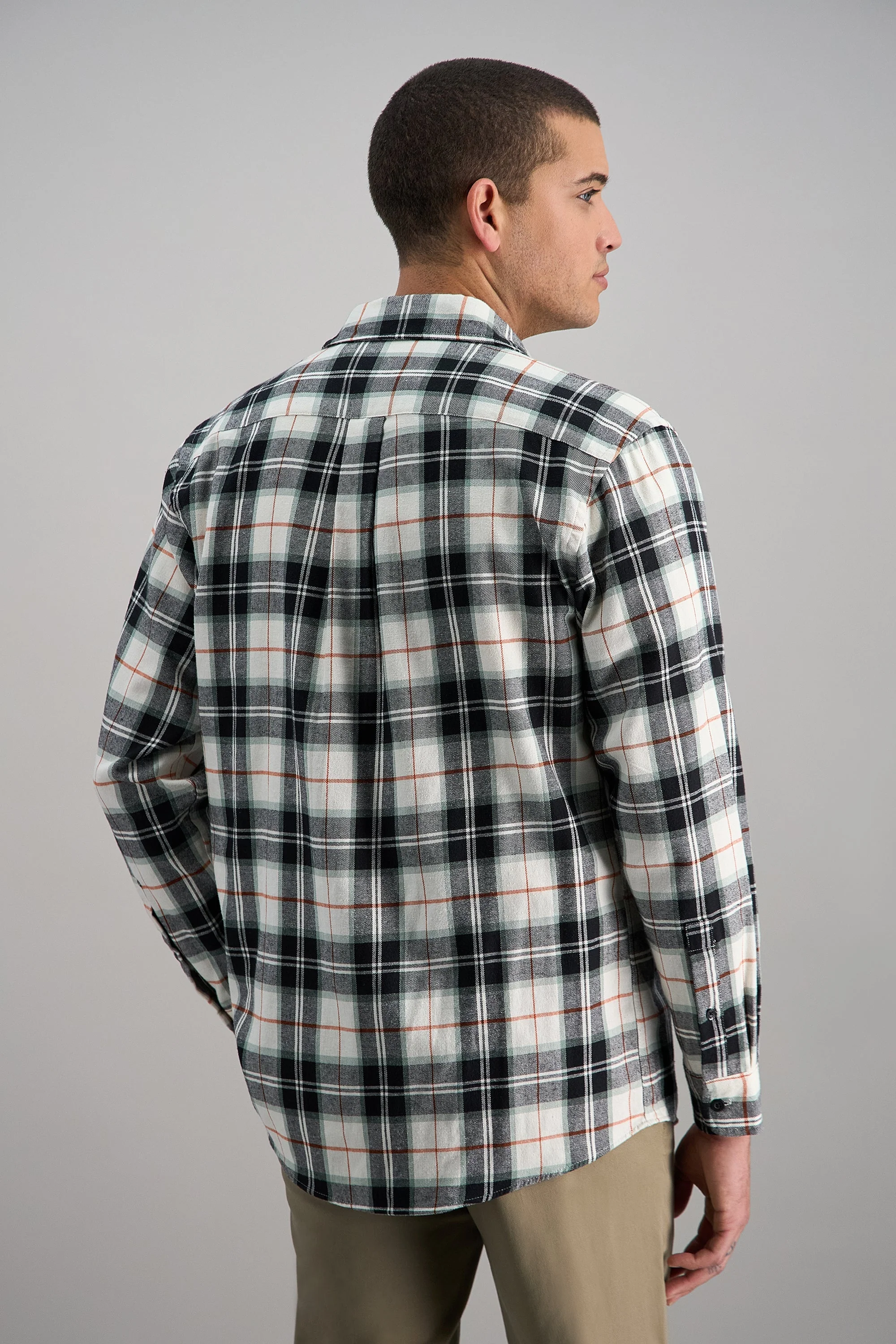 Long Sleeve Flannel Plaid Shirt - Image 4