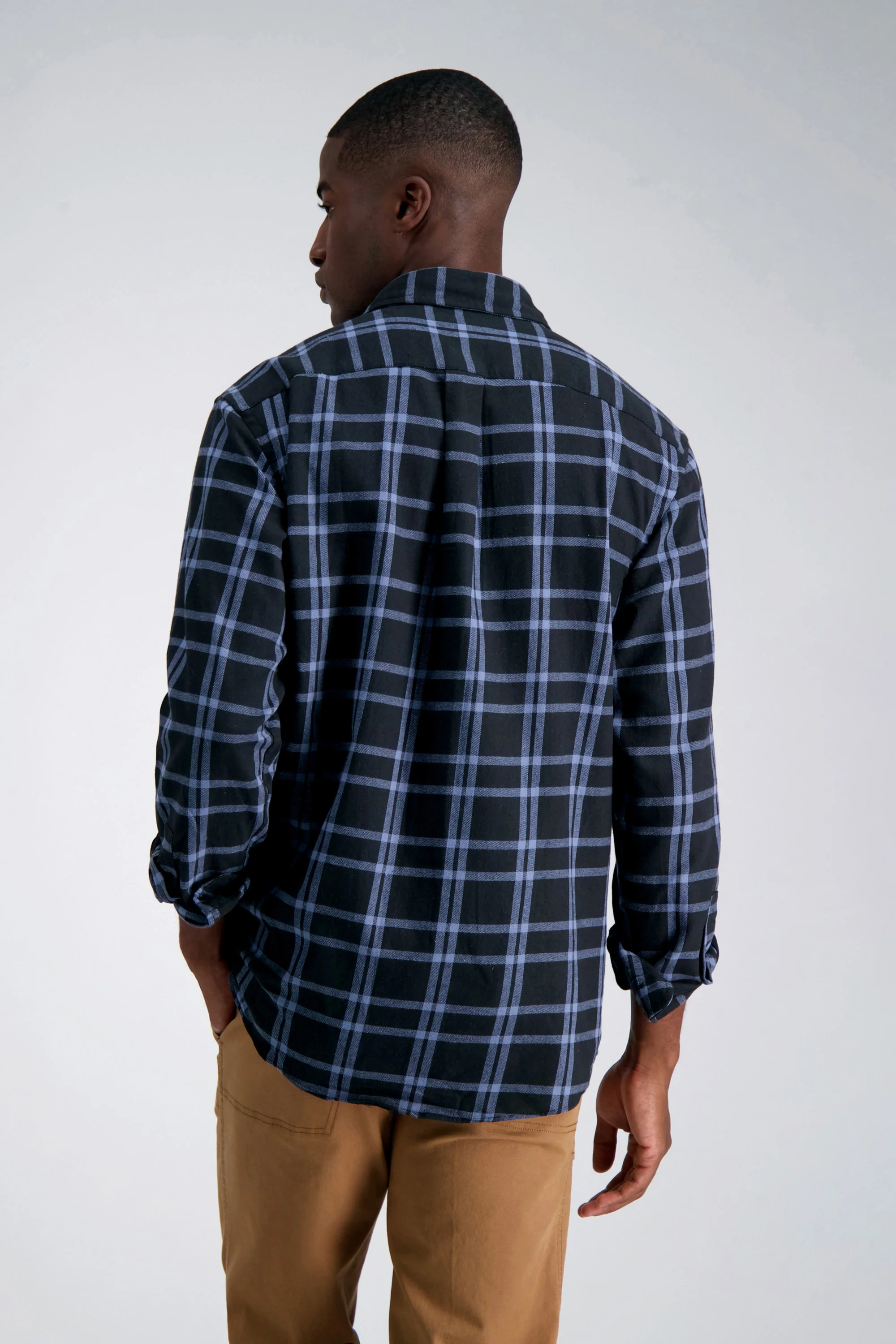 Long Sleeve Flannel Shirt - Dark Blue - Image 2