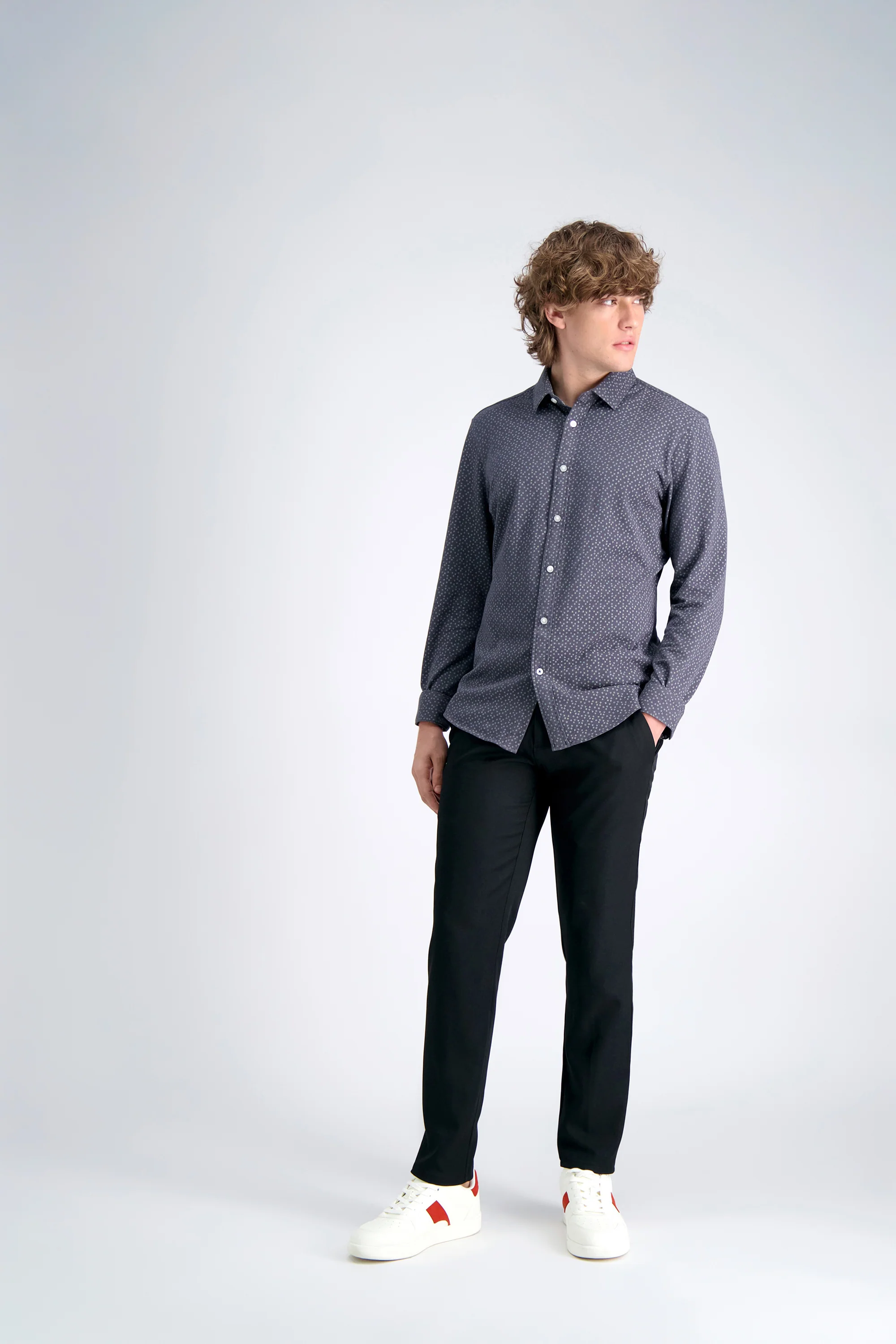Long Sleeve Pique Shirt - Geo Ditsy - Image 3