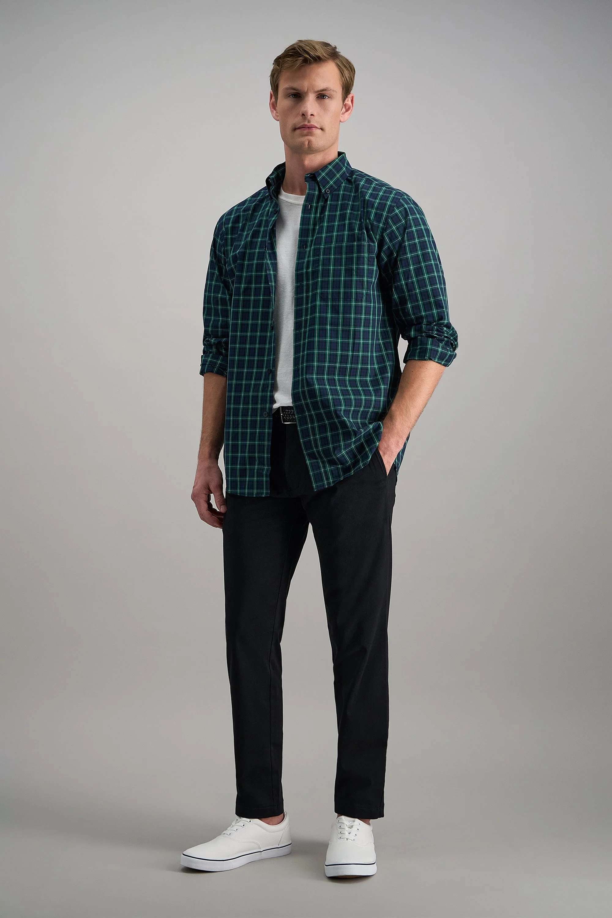 Long Sleeve Poplin Shirt - Dark Green - Image 3
