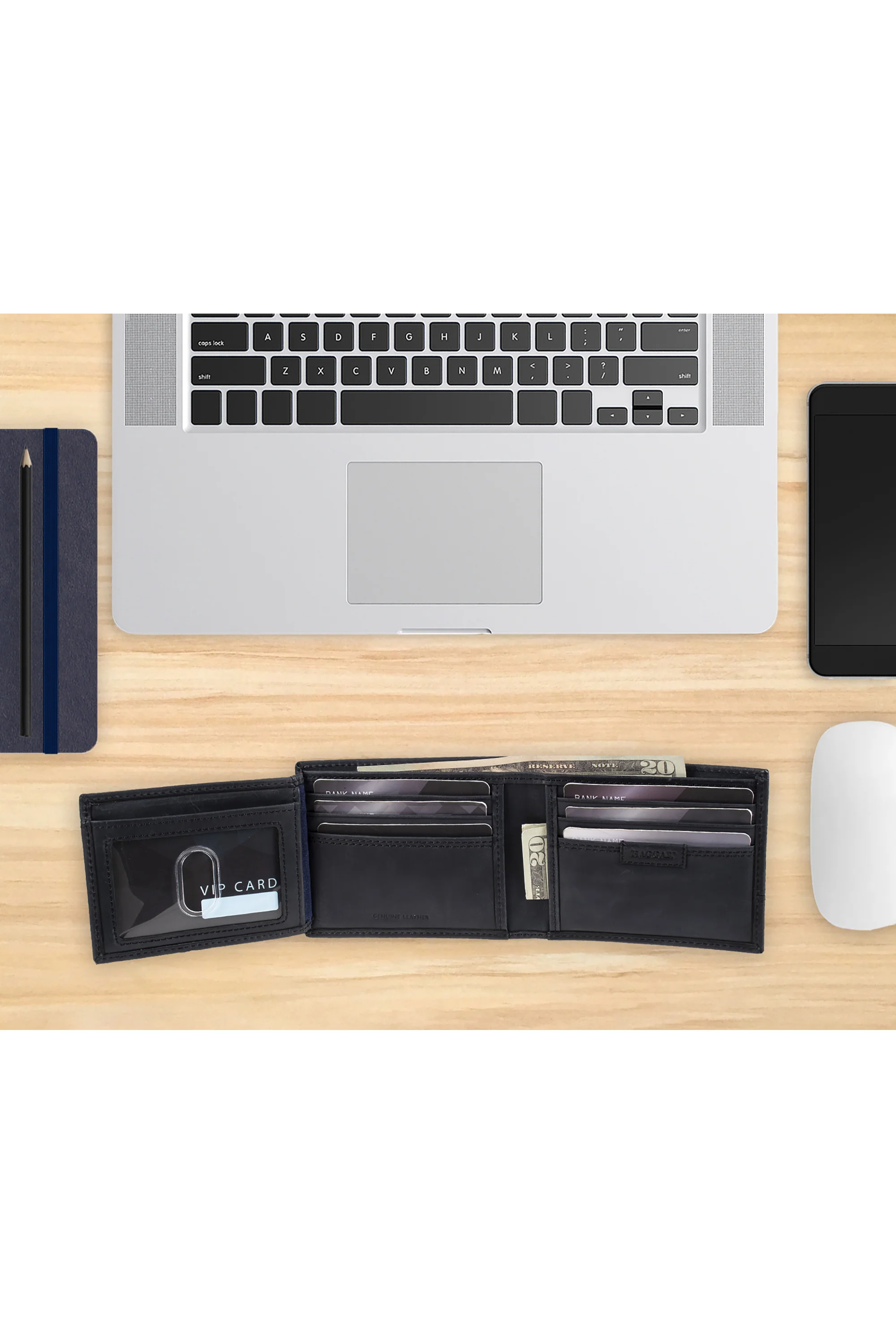 Non-RFID Carizzo Traveler Bifold Wallet - Black - Image 6