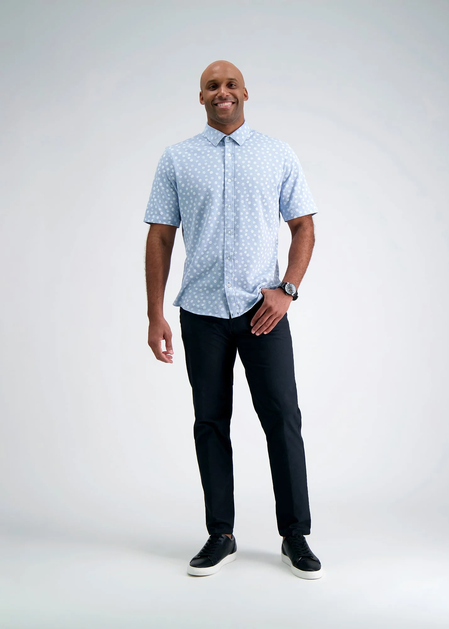 Pique Button Down Shirt - Floral Stamp - Image 6
