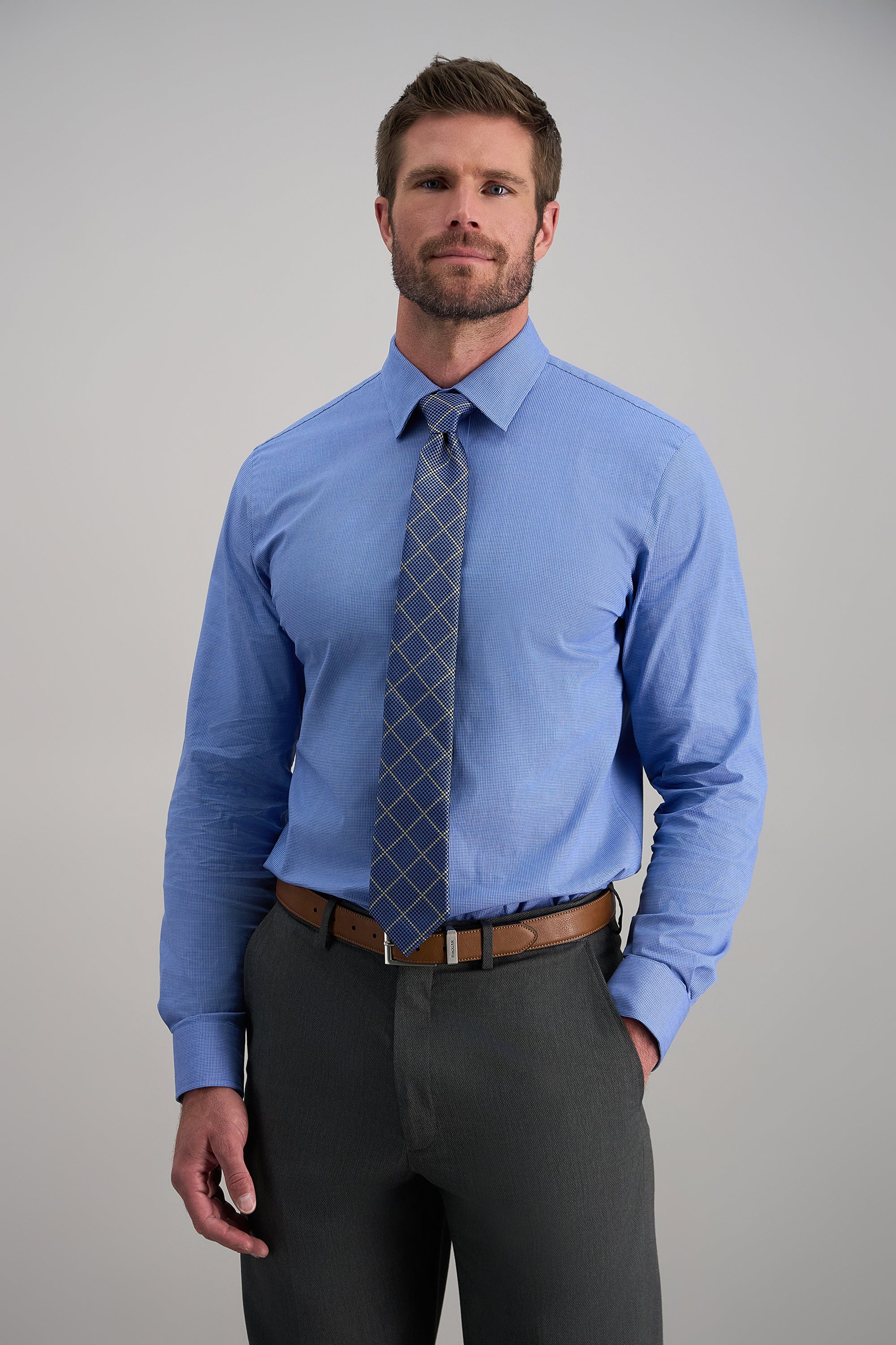 Premium Comfort Dress Shirt - Blue Dobby - Image 2