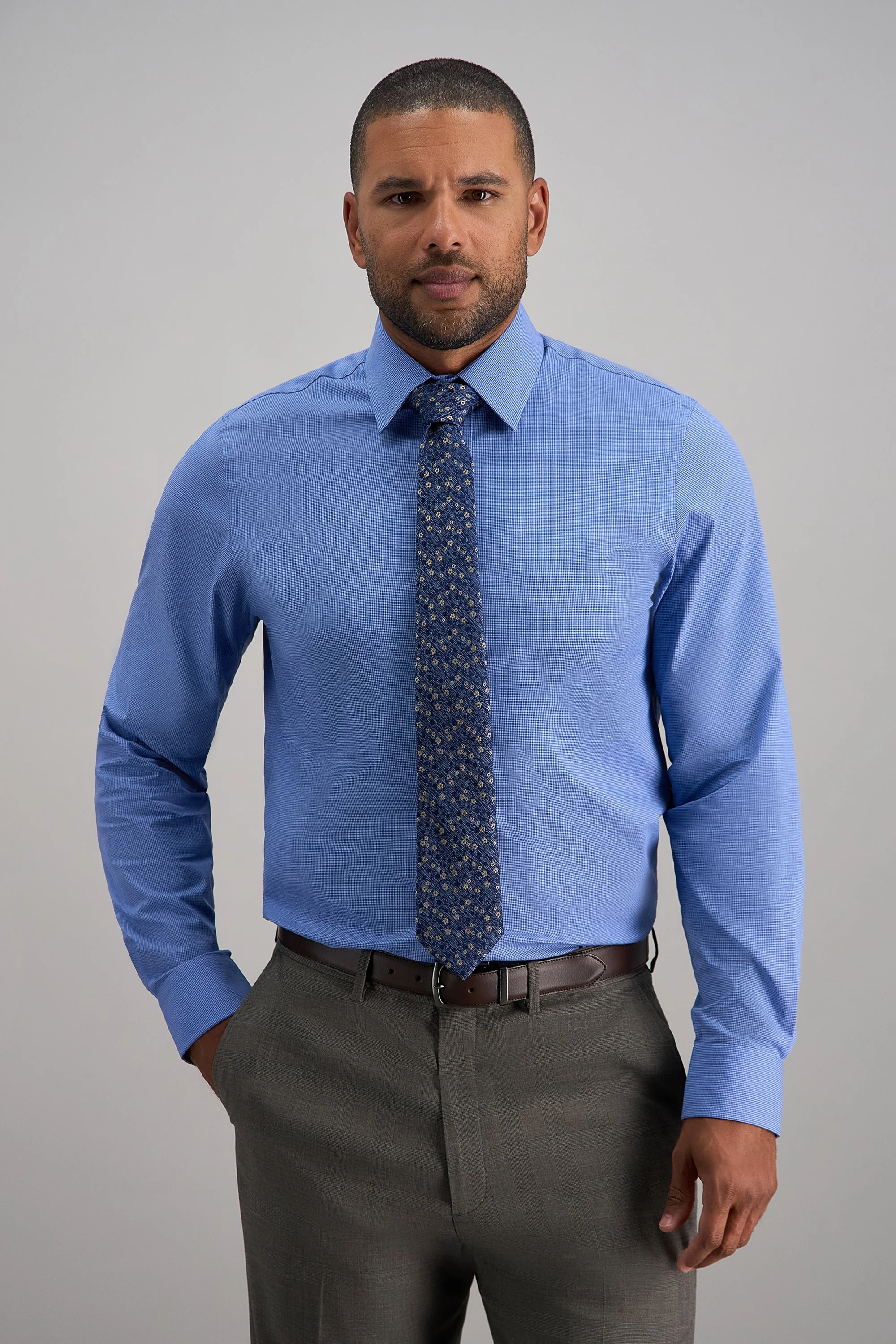 Premium Comfort Dress Shirt - Blue Dobby - Image 2