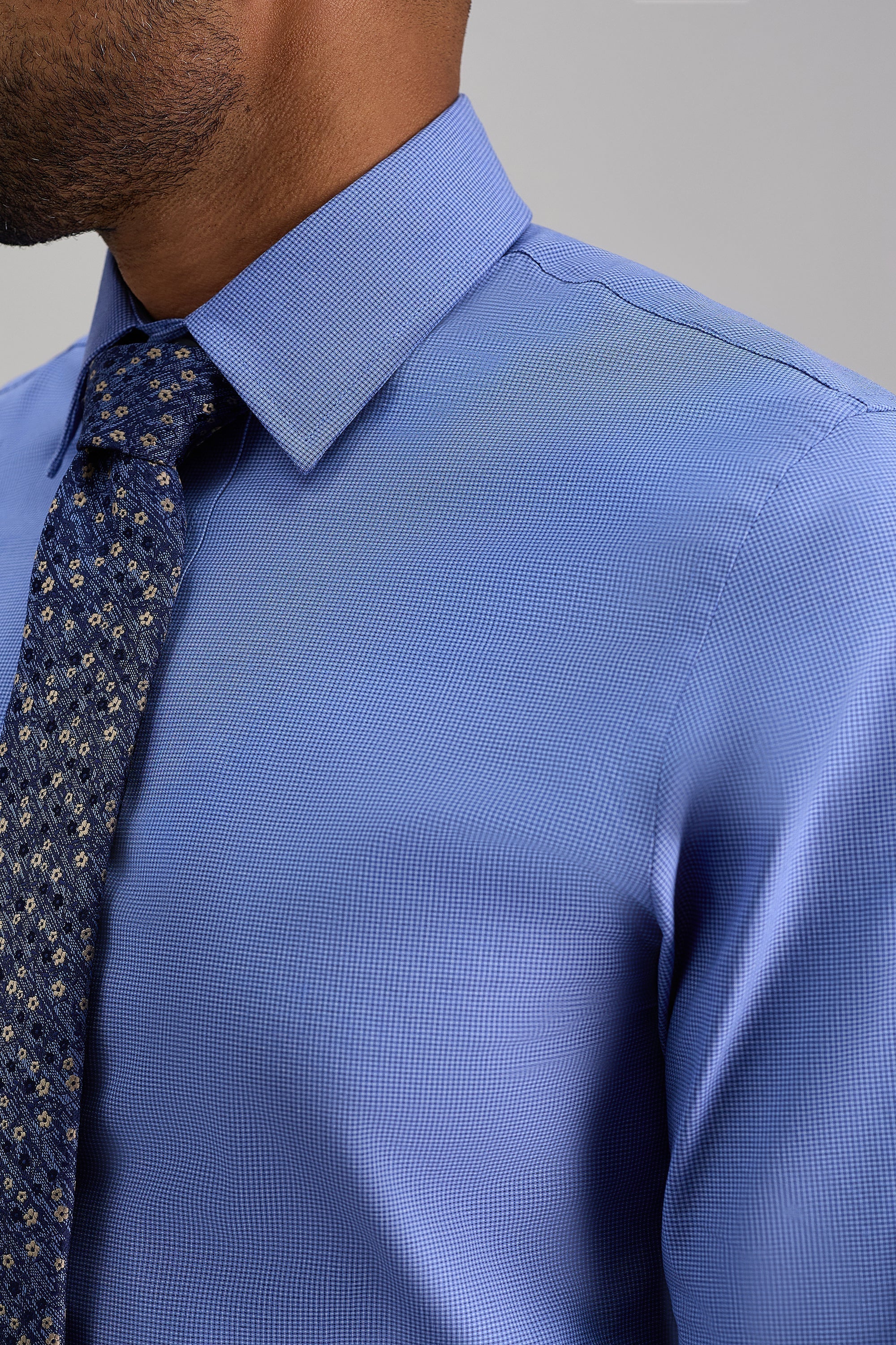 Premium Comfort Dress Shirt - Blue Dobby - Image 5