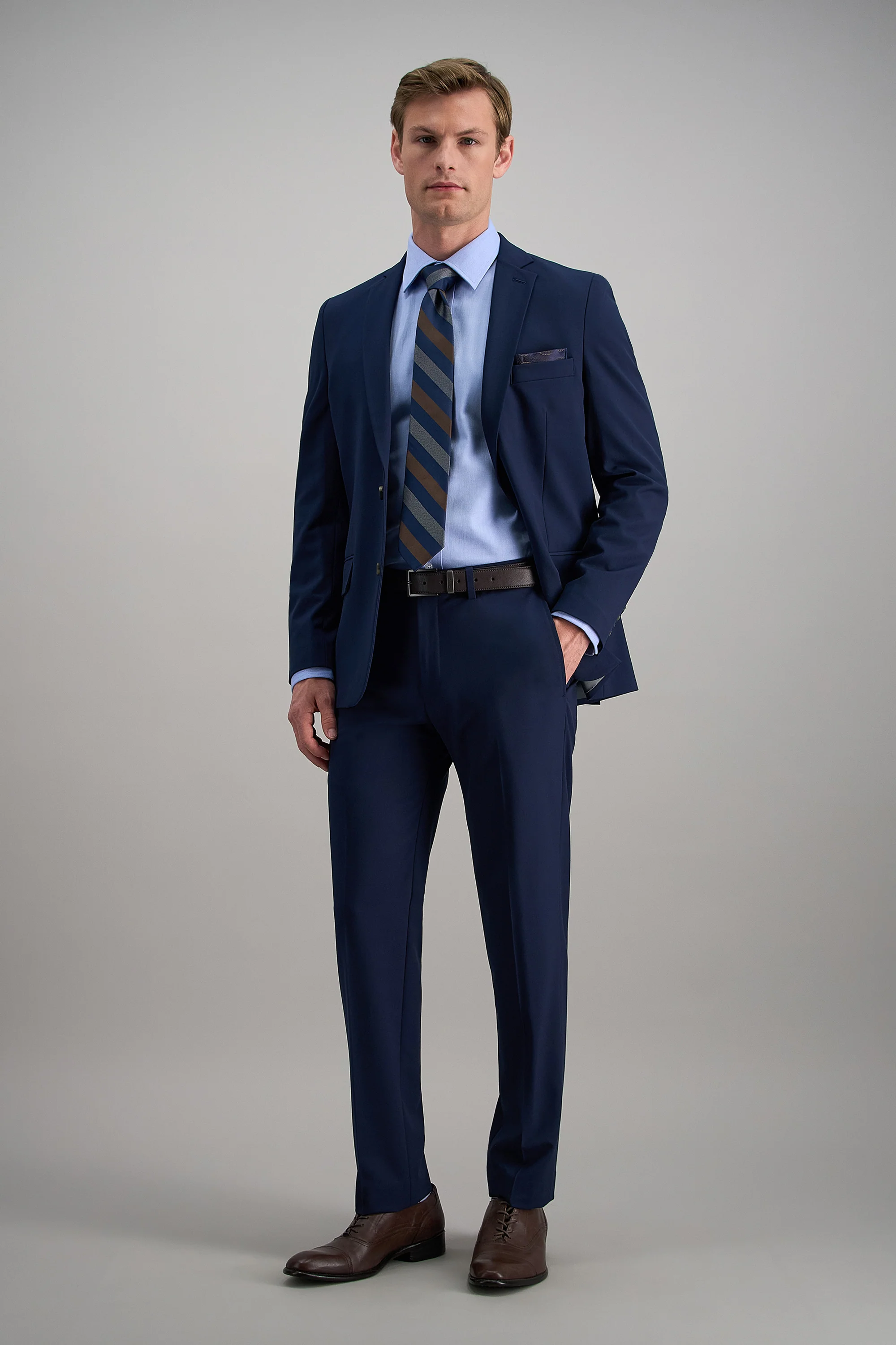 Premium Comfort Dress Shirt - Blue Herringbone - Image 3