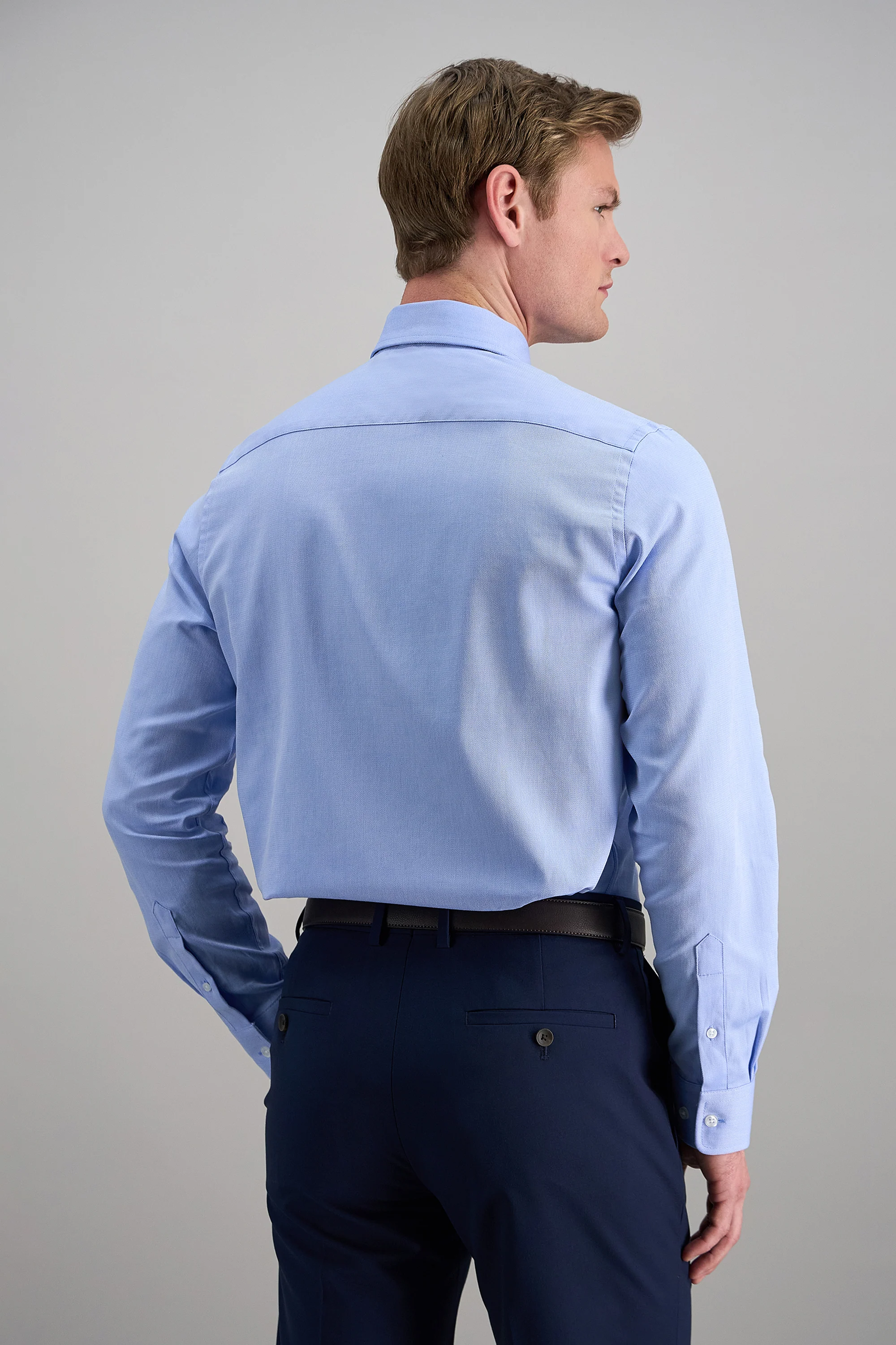 Premium Comfort Dress Shirt - Blue Herringbone - Image 4