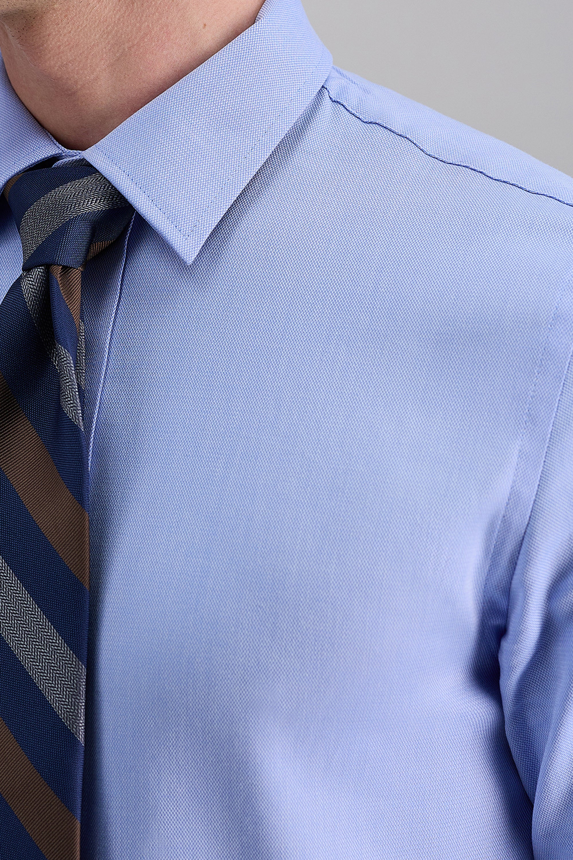 Premium Comfort Dress Shirt - Blue Herringbone - Image 5