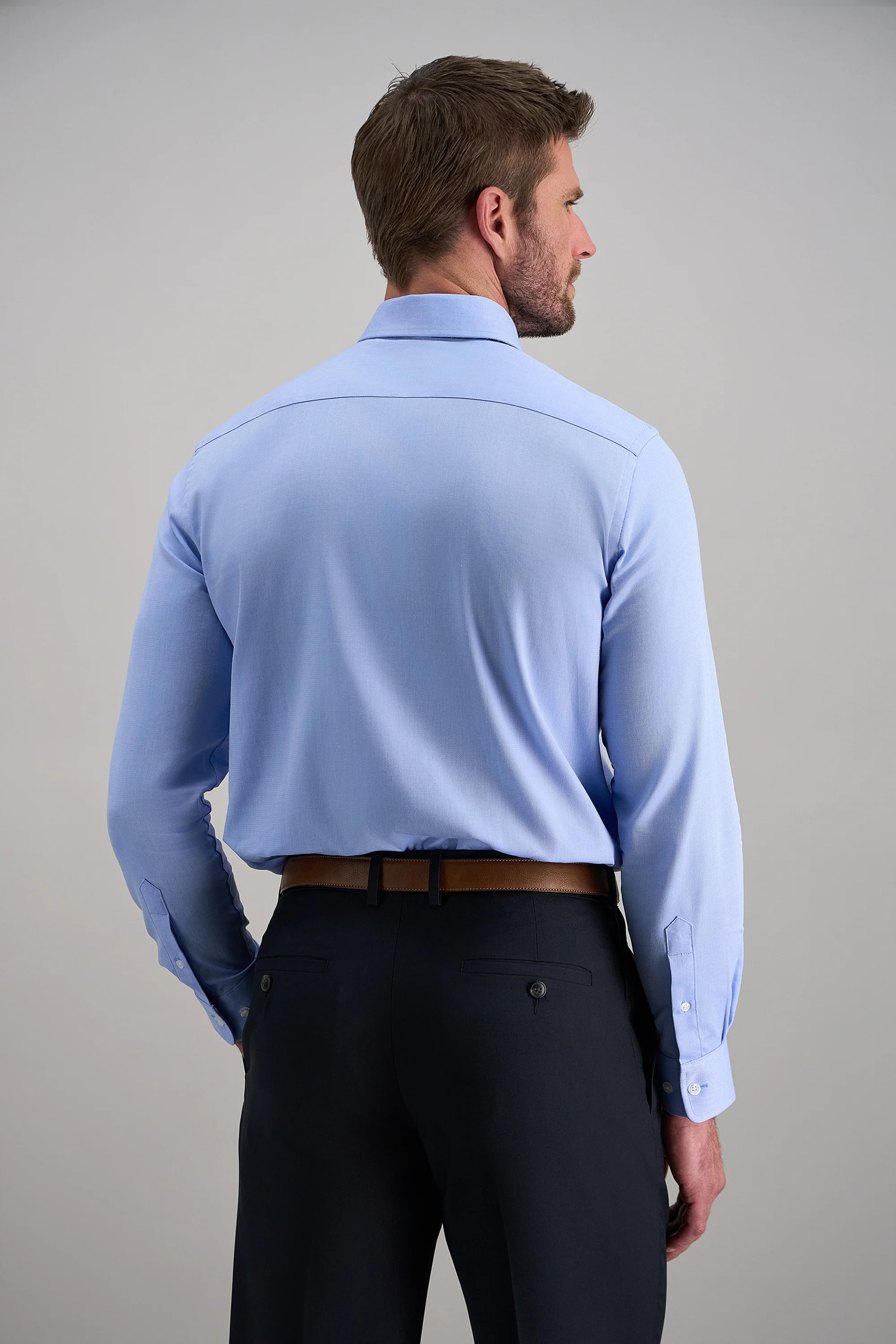 Premium Comfort Dress Shirt - Blue Herringbone - Image 3