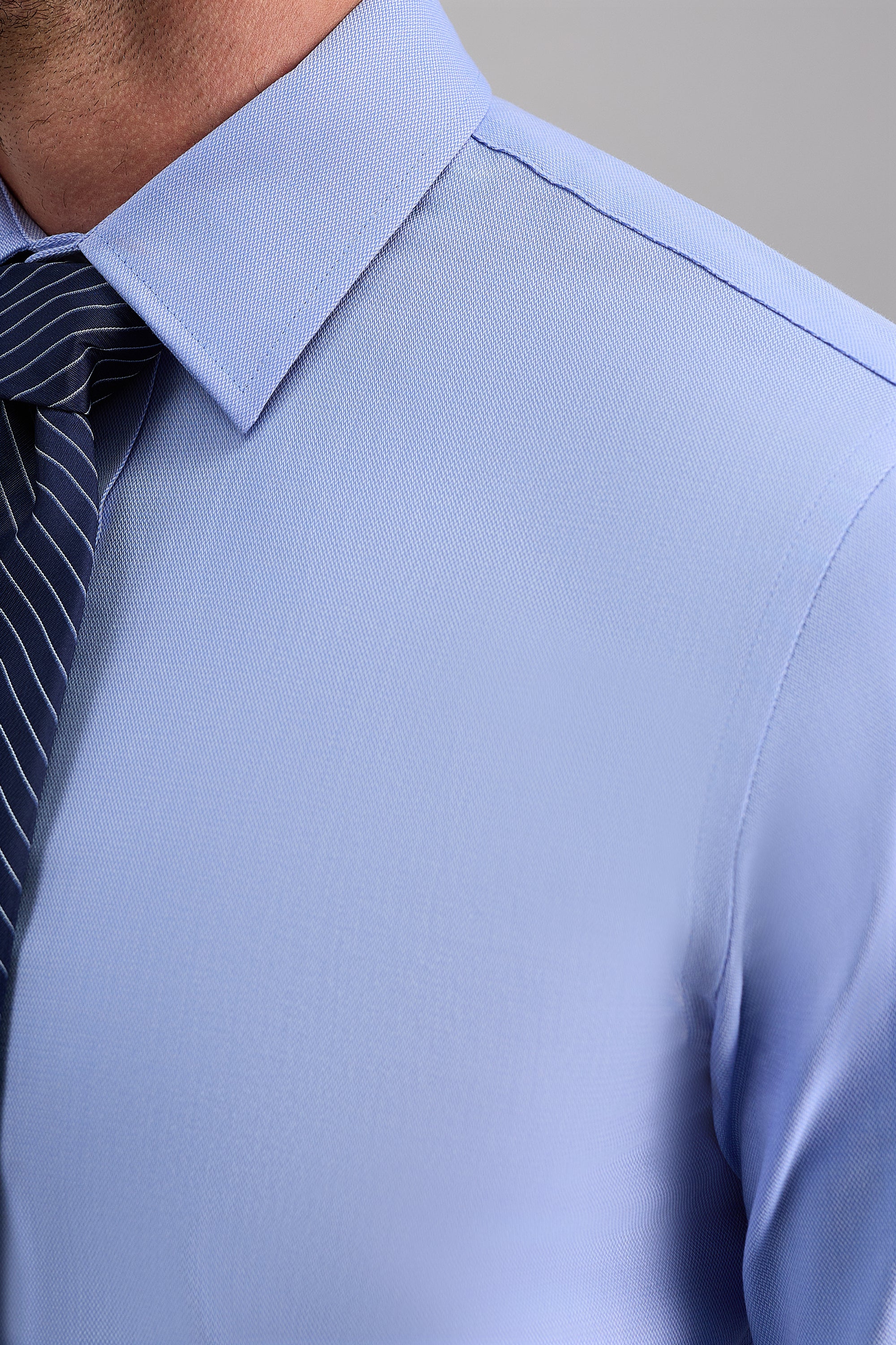 Premium Comfort Dress Shirt - Blue Herringbone - Image 4