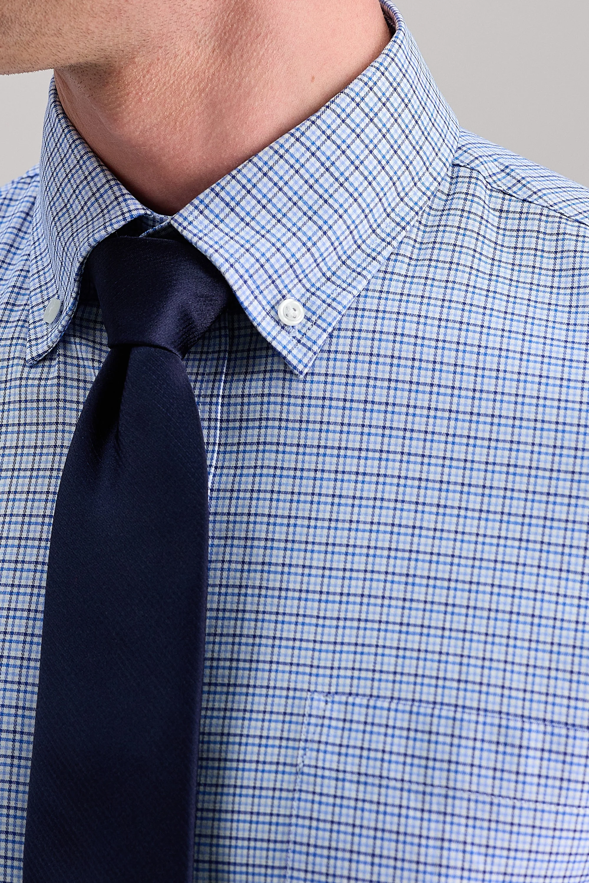 Premium Comfort Dress Shirt - Bright Blue Plaid - Image 4