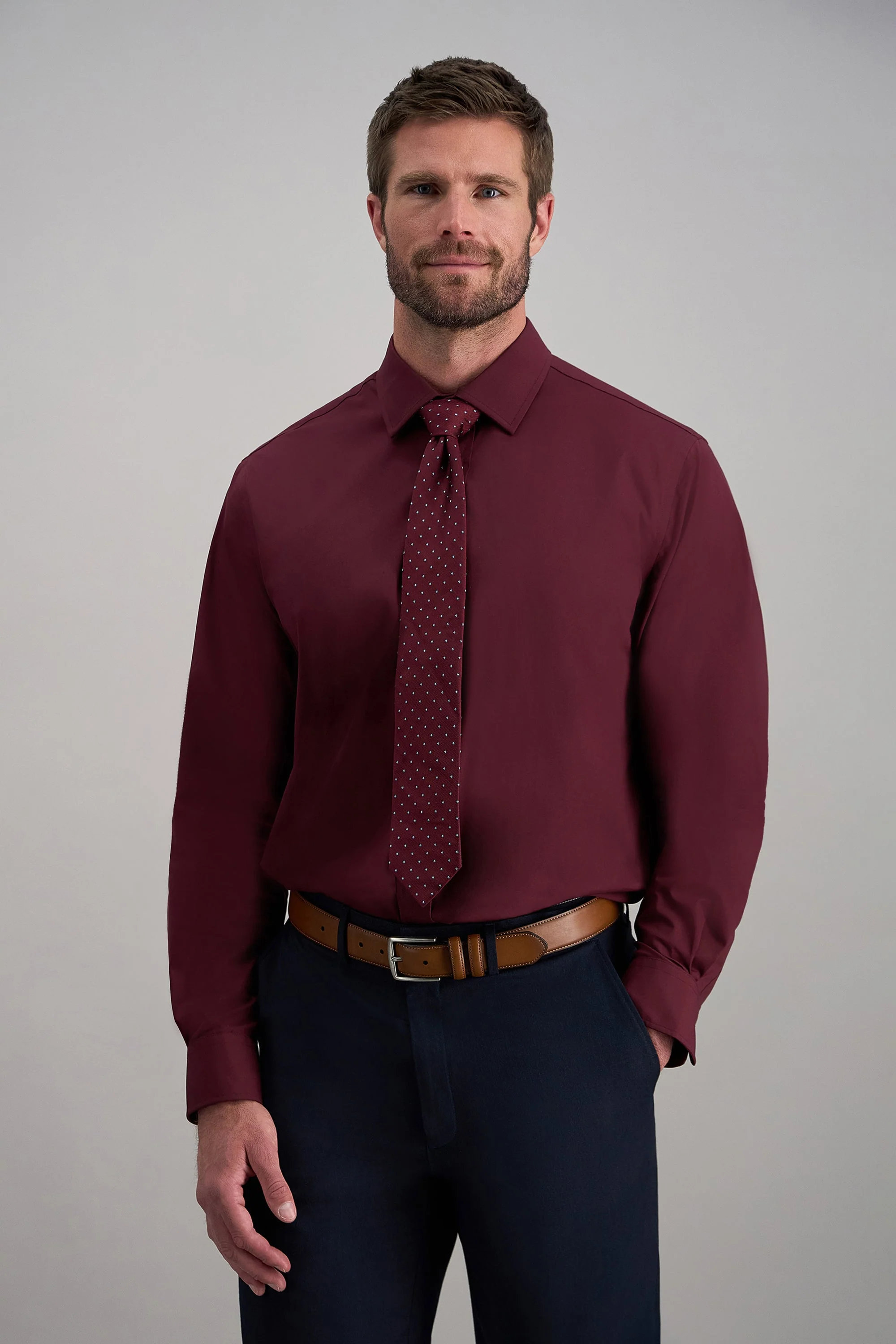 Premium Comfort Dress Shirt -  Dark Red - Image 2