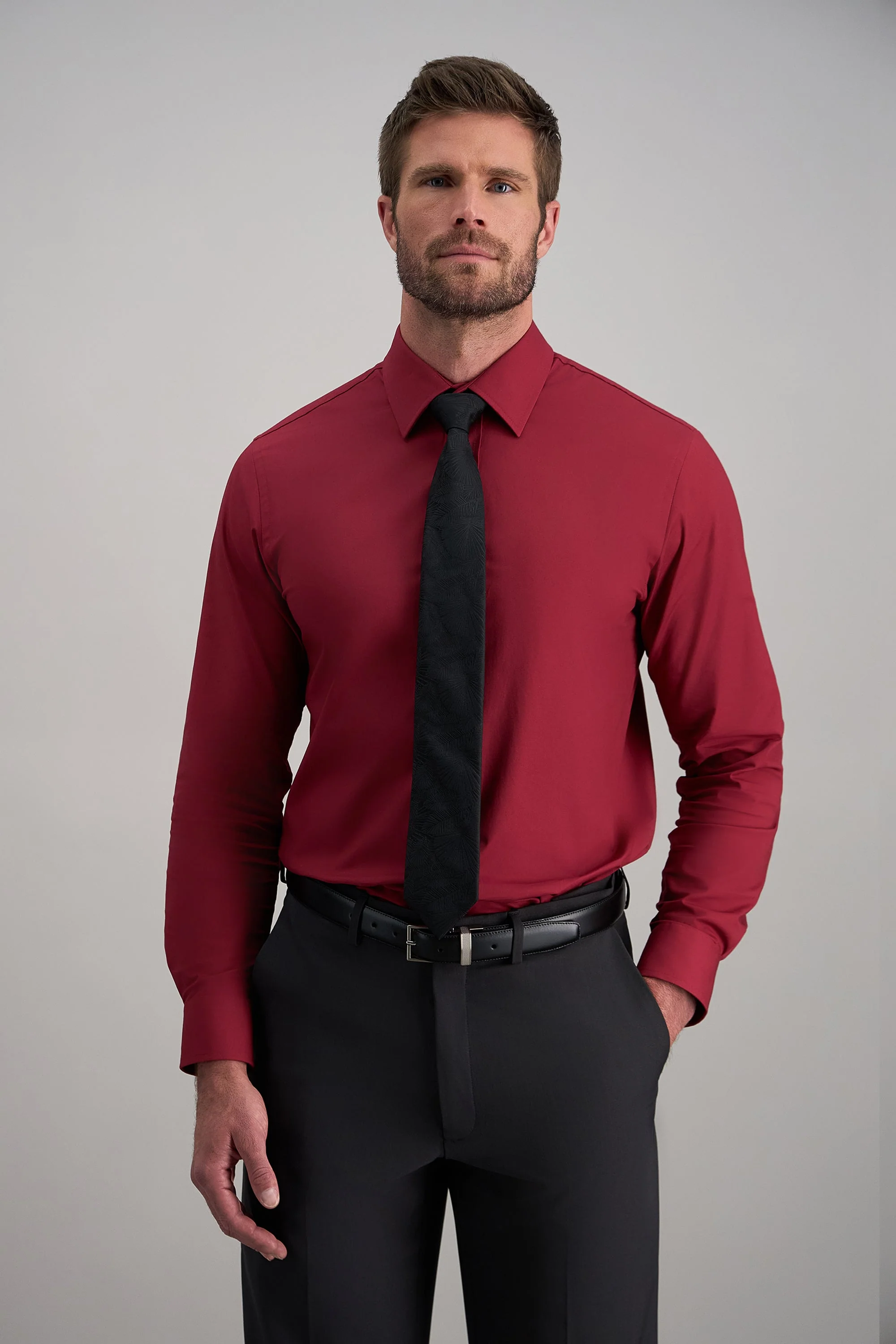 Premium Comfort Dress Shirt - Dark Red - Image 2