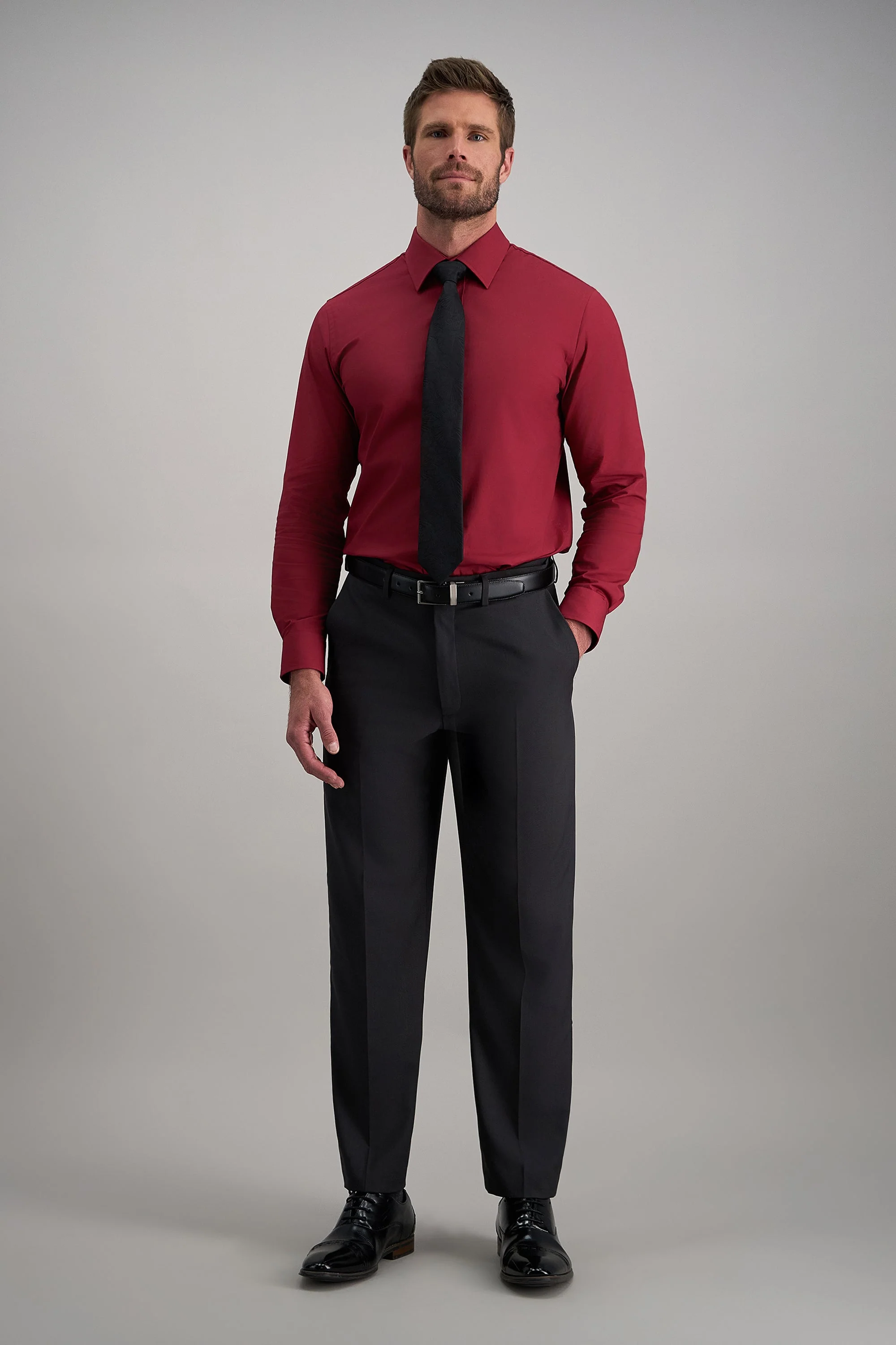Premium Comfort Dress Shirt - Dark Red - Image 3
