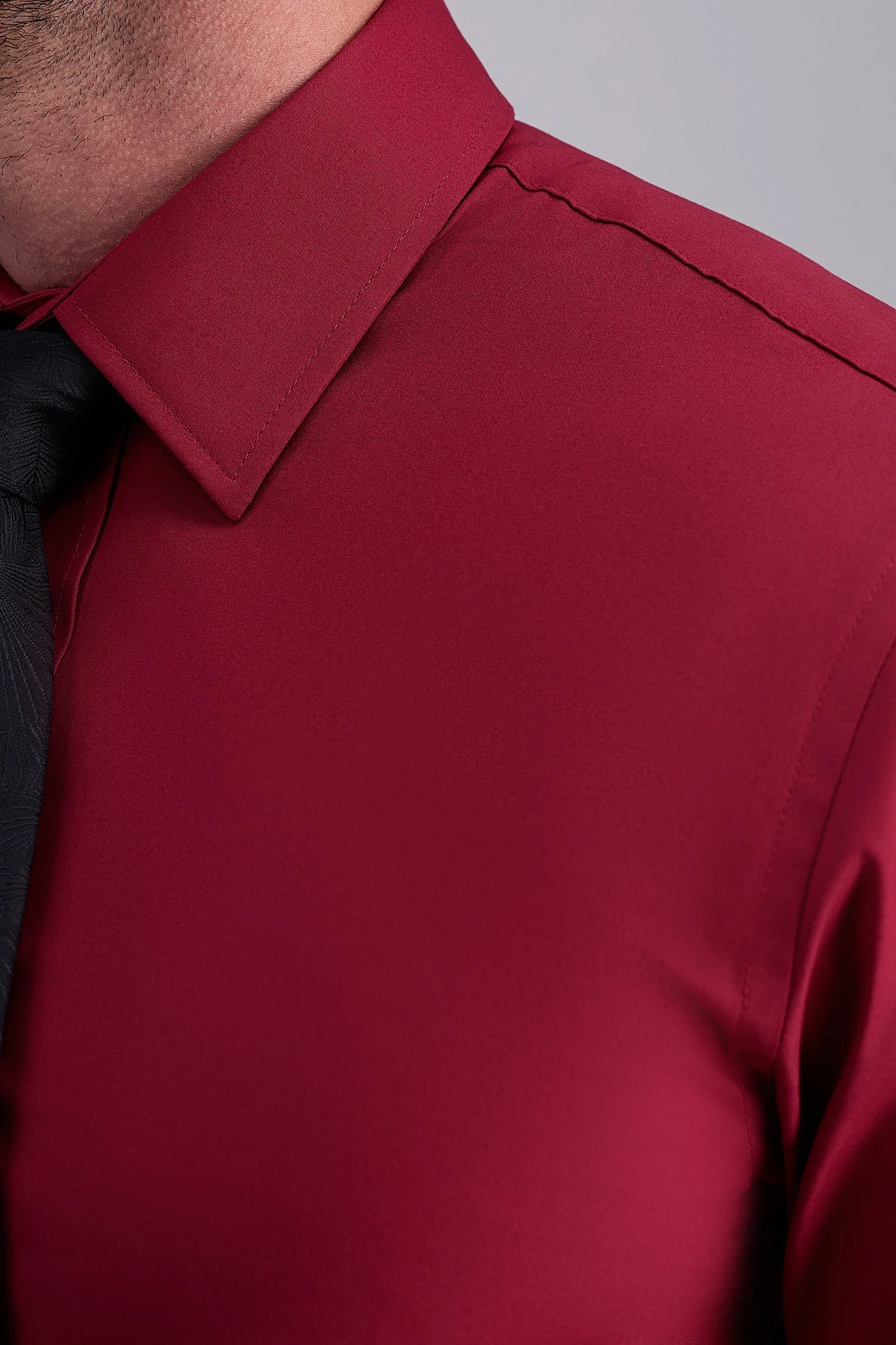Premium Comfort Dress Shirt - Dark Red - Image 5