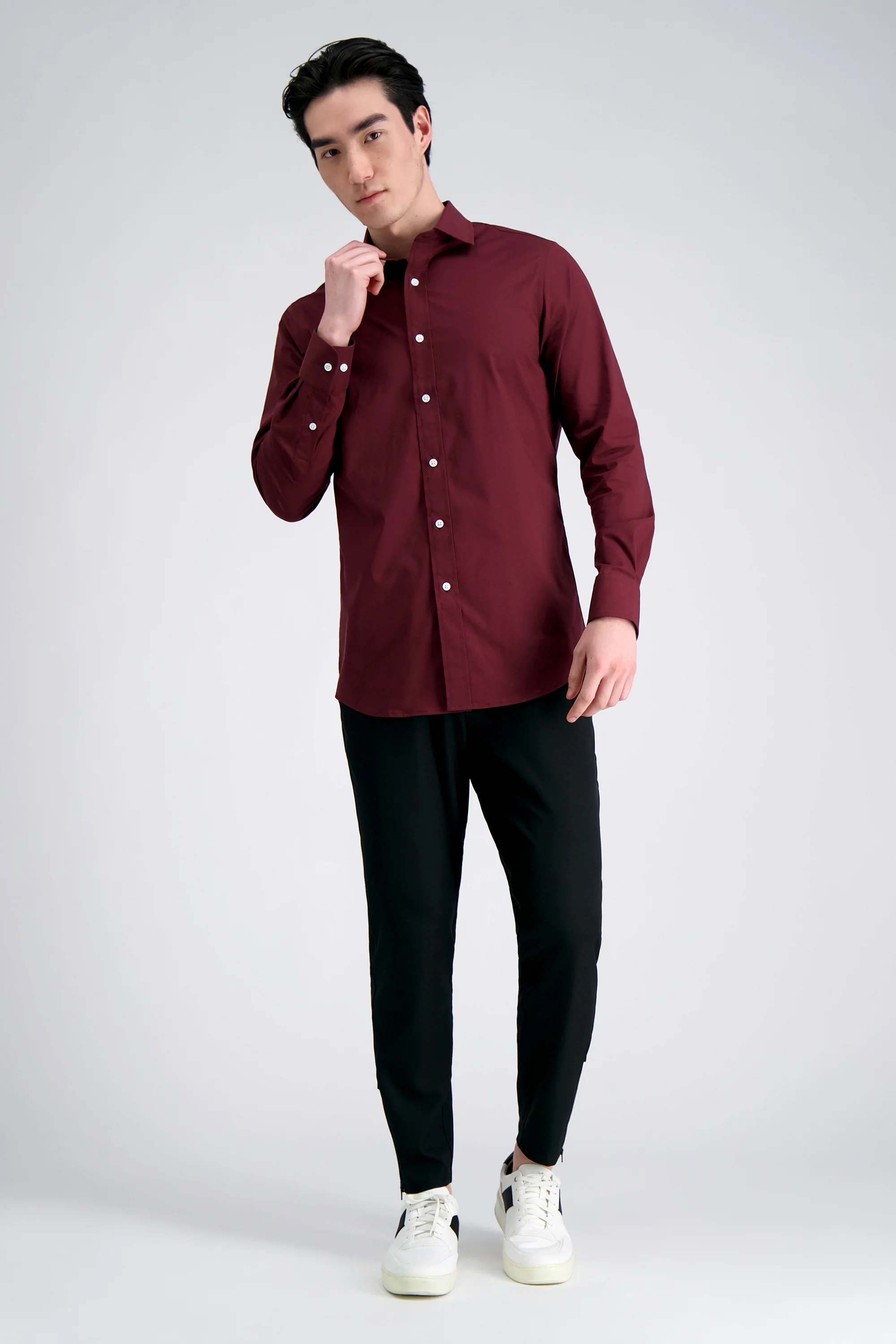 Premium Comfort Dress Shirt - Dark Red - Image 3