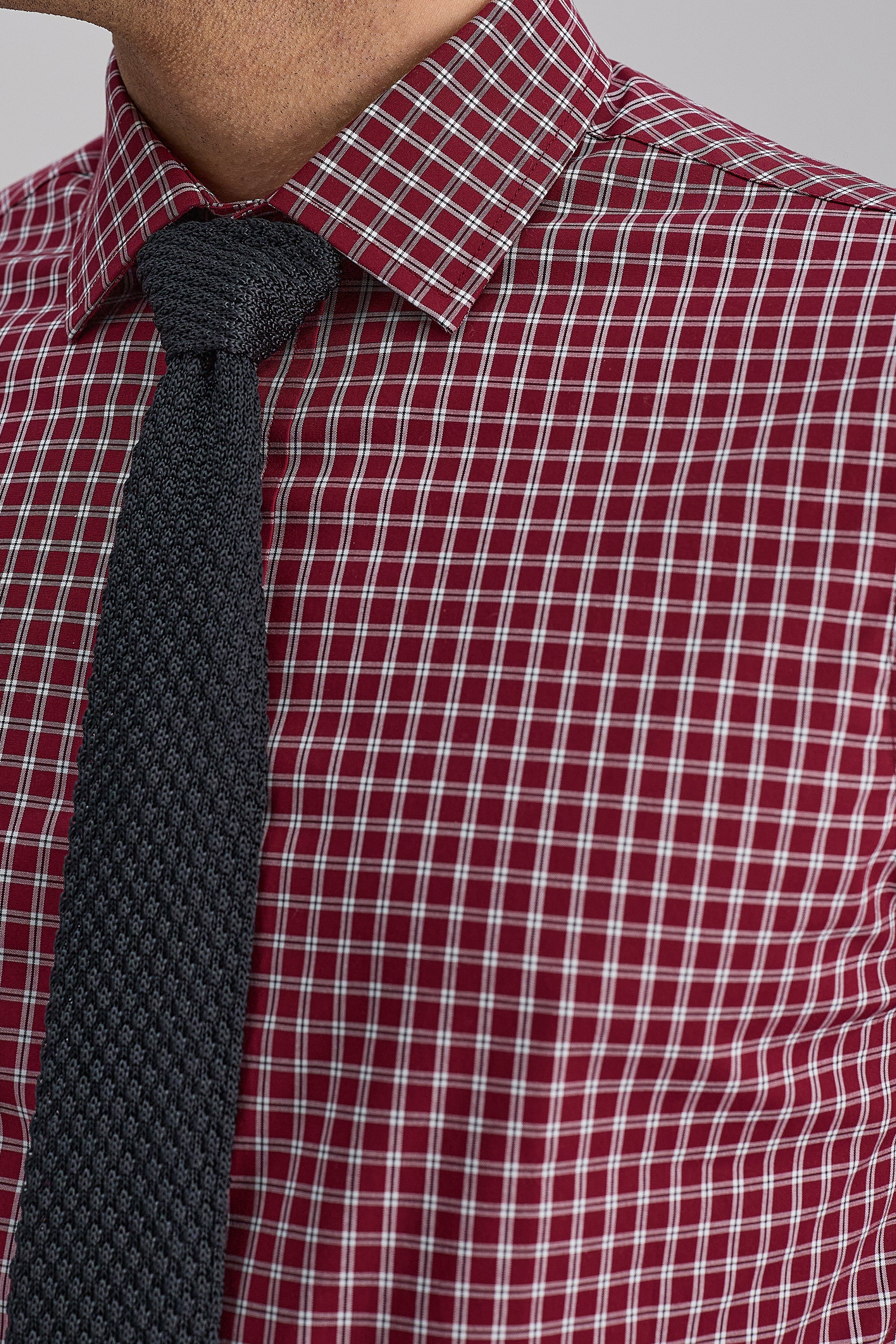 Premium Comfort Dress Shirt -  Dark Red Check - Image 5