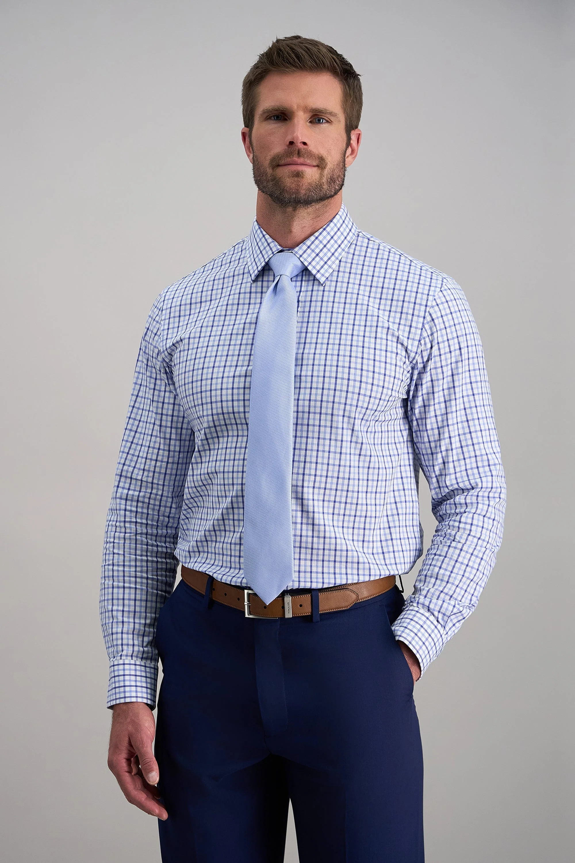 Premium Comfort Dress Shirt - Tonal Blue Check - Image 2