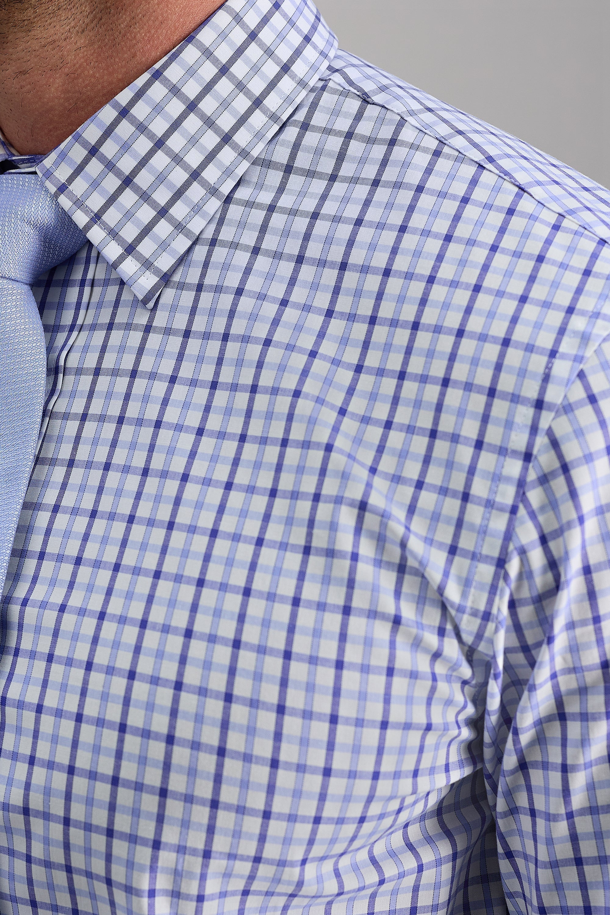 Premium Comfort Dress Shirt - Tonal Blue Check - Image 5