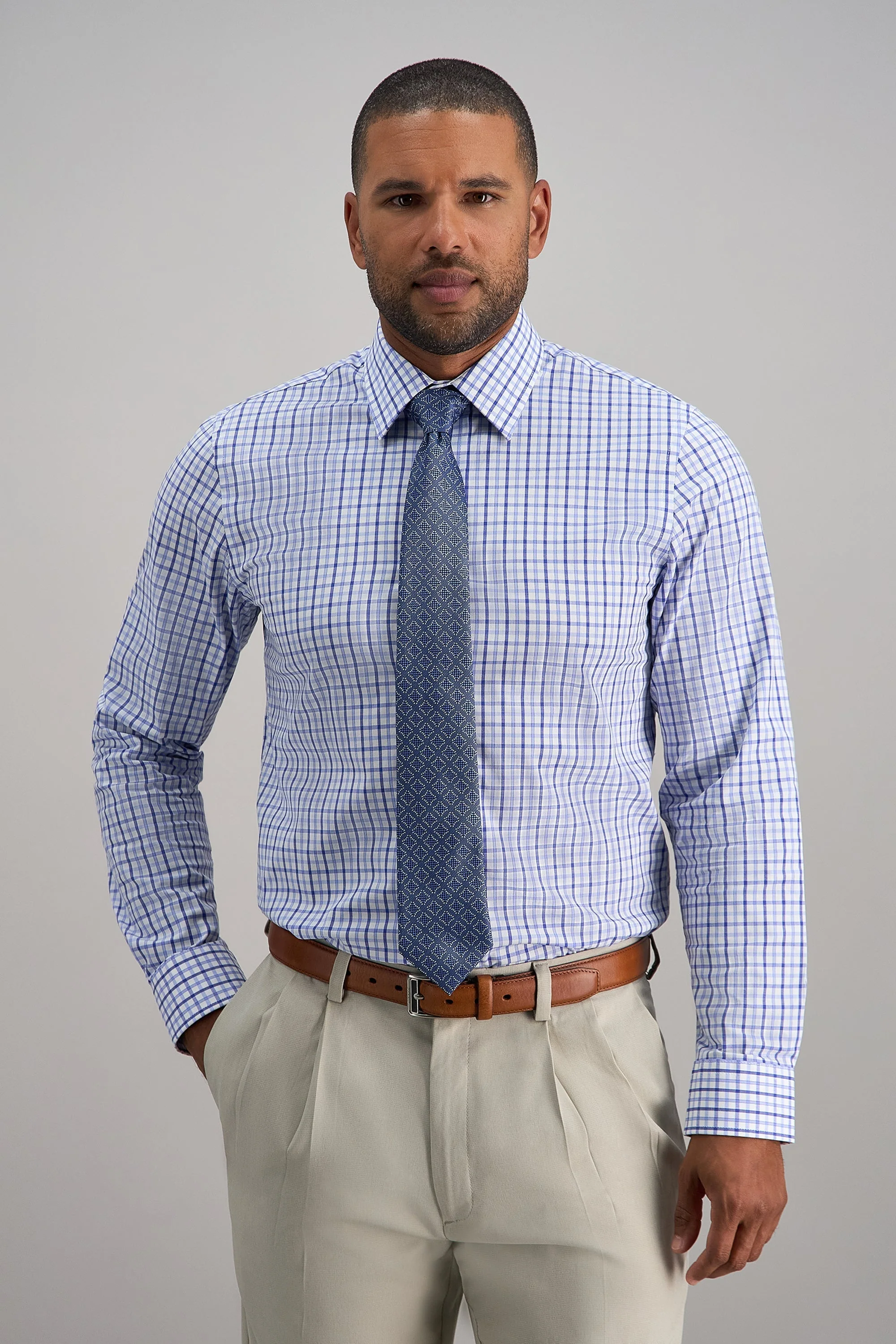 Premium Comfort Dress Shirt - Tonal Blue Check - Image 2