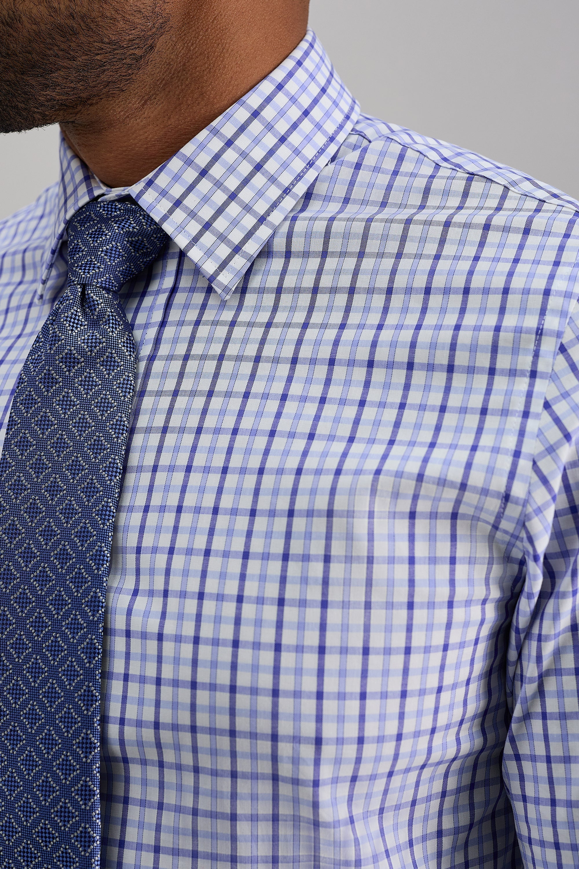 Premium Comfort Dress Shirt - Tonal Blue Check - Image 5