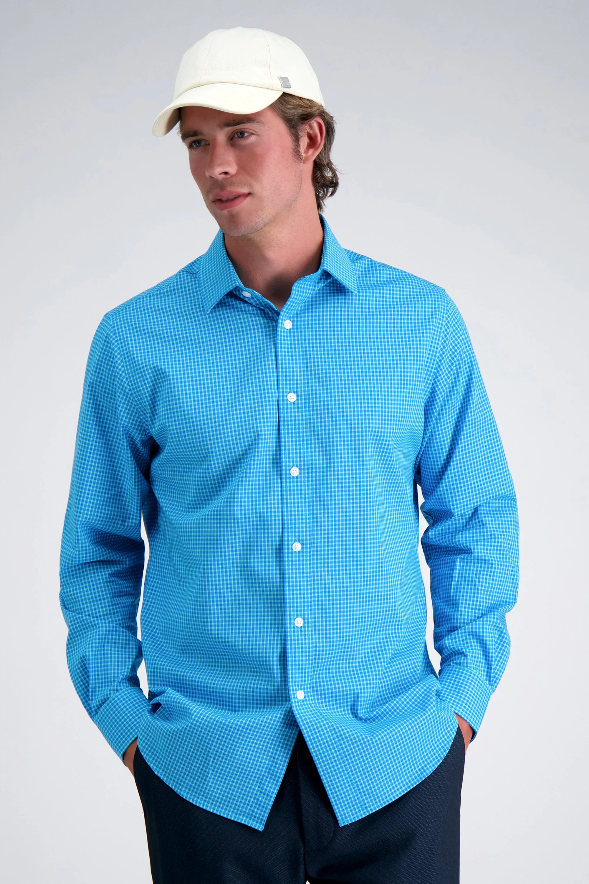 Premium Comfort Dress Shirt -  Turquoise Check