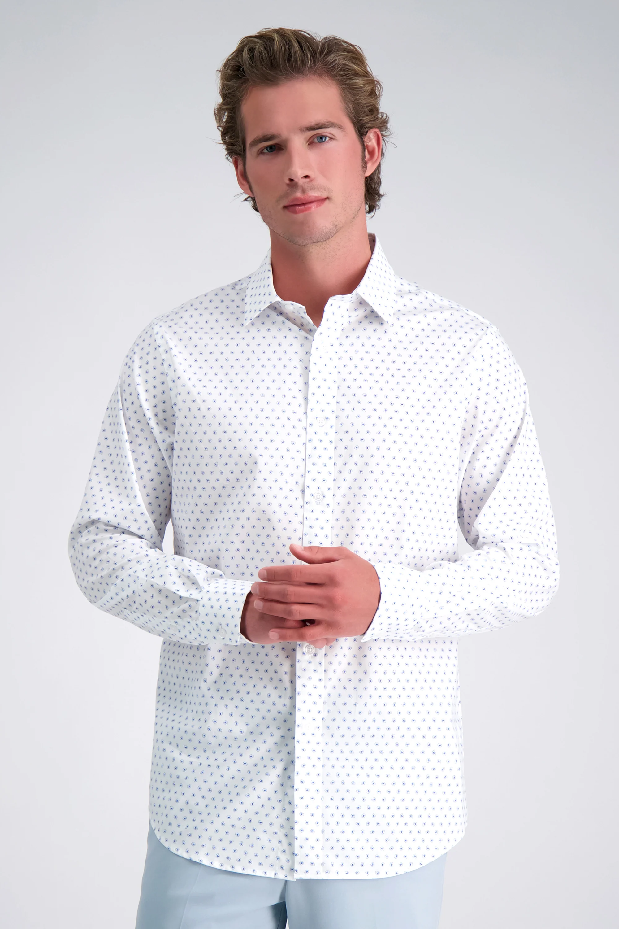 Premium Comfort Dress Shirt -  White & Blue