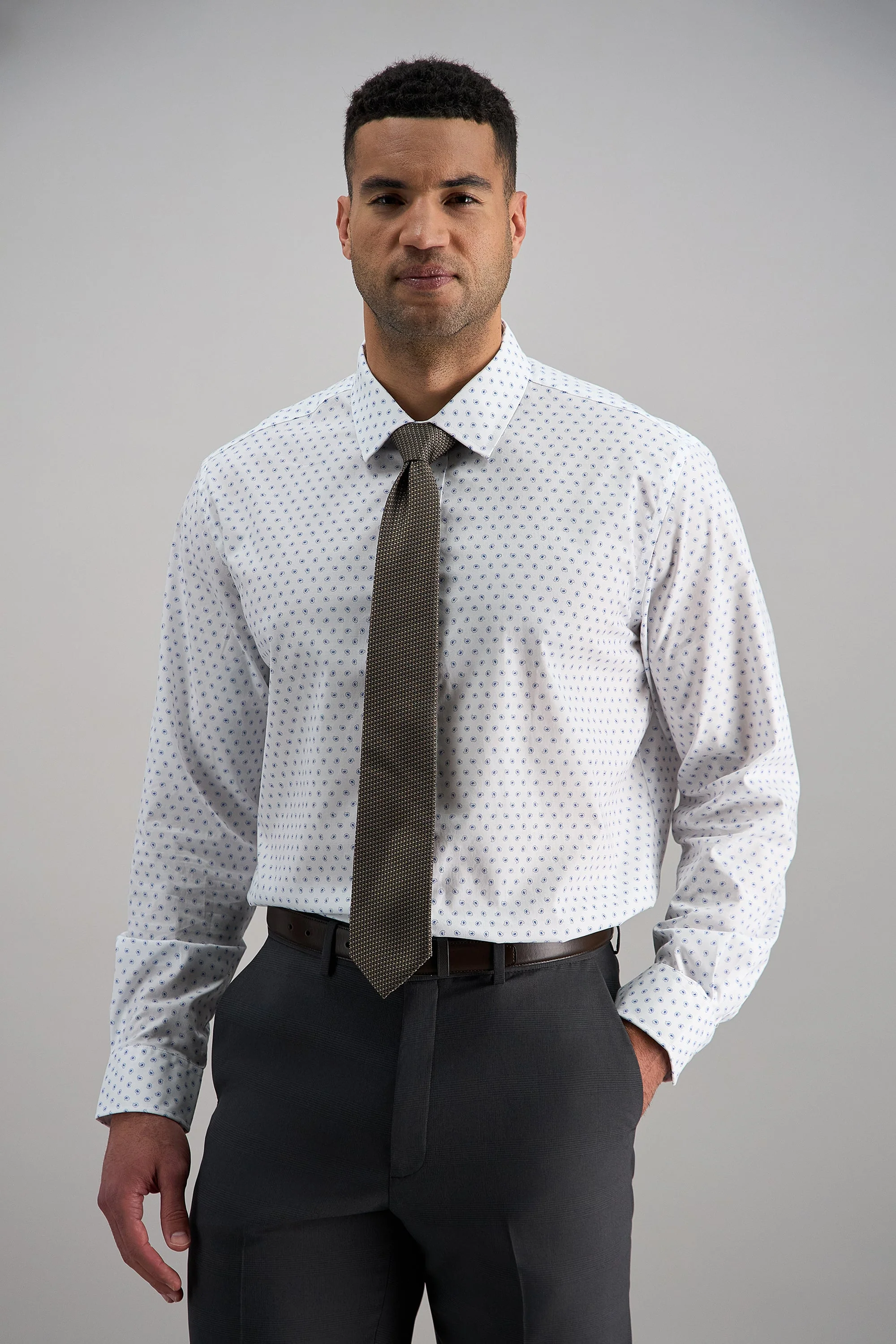 Premium Comfort Dress Shirt -  White & Blue - Image 2
