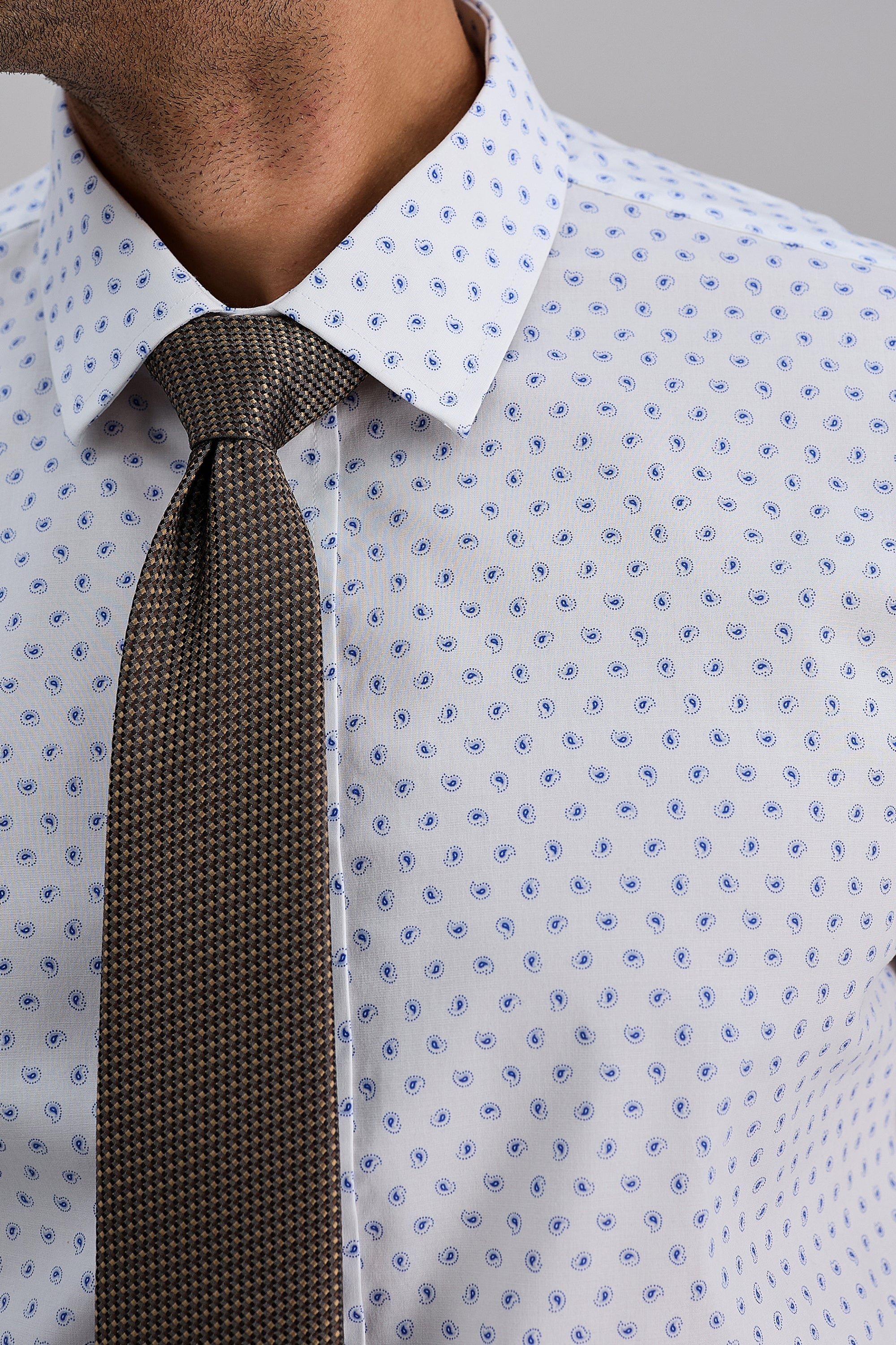 Premium Comfort Dress Shirt -  White & Blue - Image 5