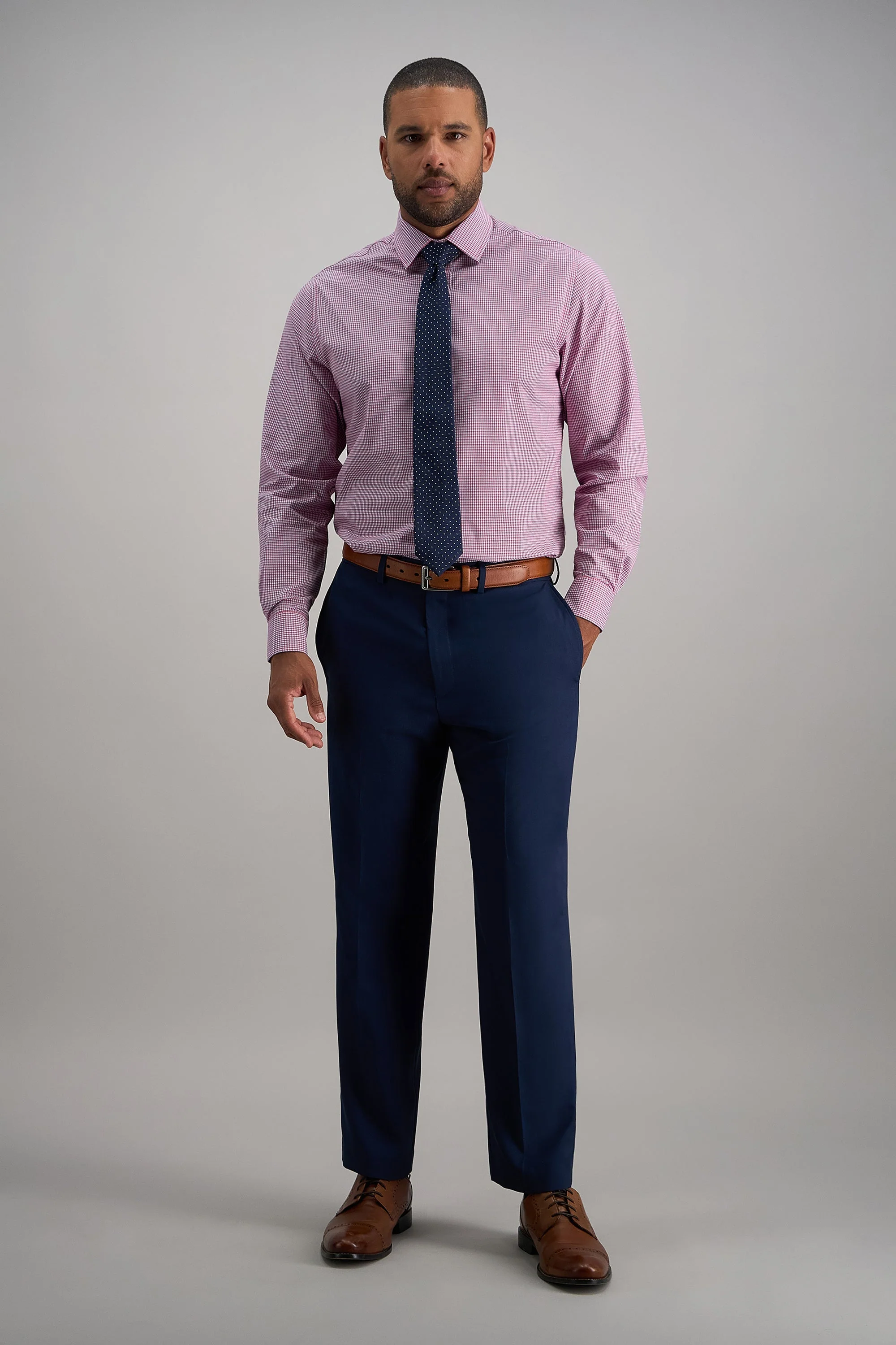 Premium Comfort Performance Cotton Dress Shirt - Red Check - Image 3
