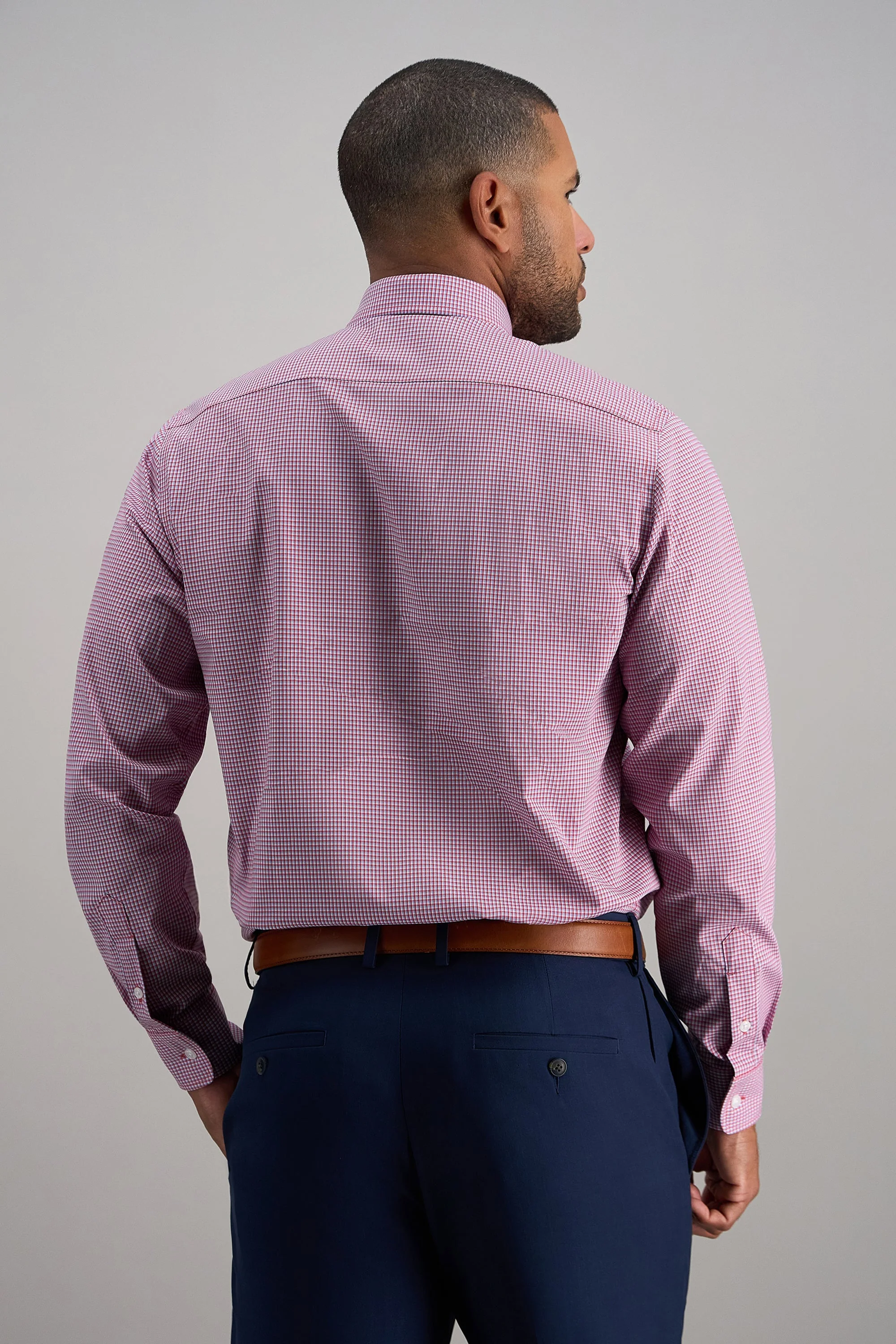Premium Comfort Performance Cotton Dress Shirt - Red Check - Image 4