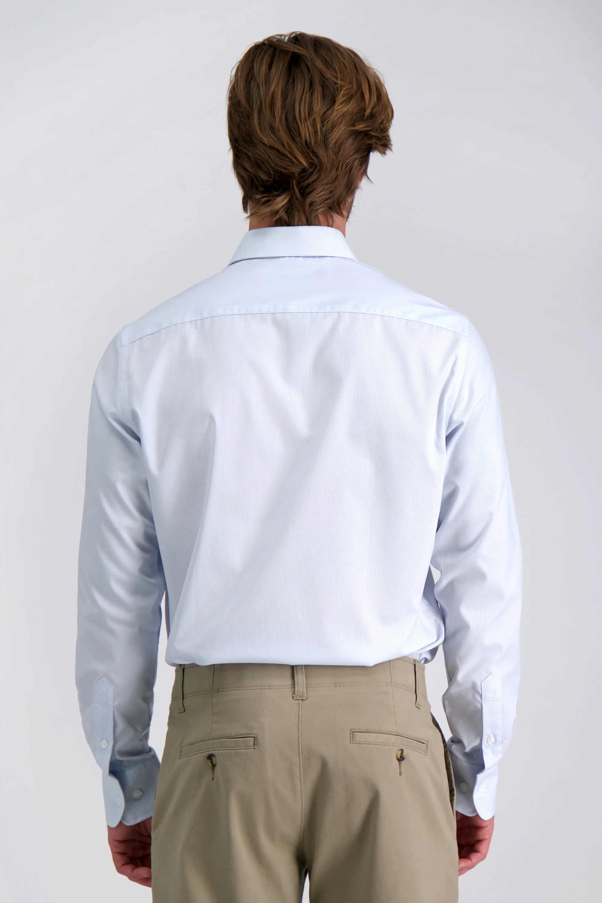 Premium Comfort Performance Cotton Dress Shirt - White & Blue Stripe - Image 2