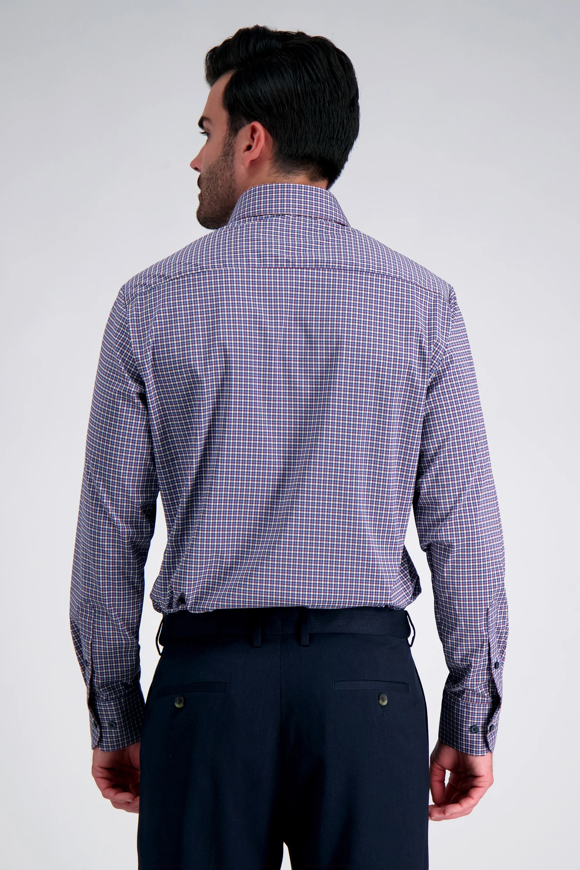 Premium Performance Dress Shirt - White and Blue Check