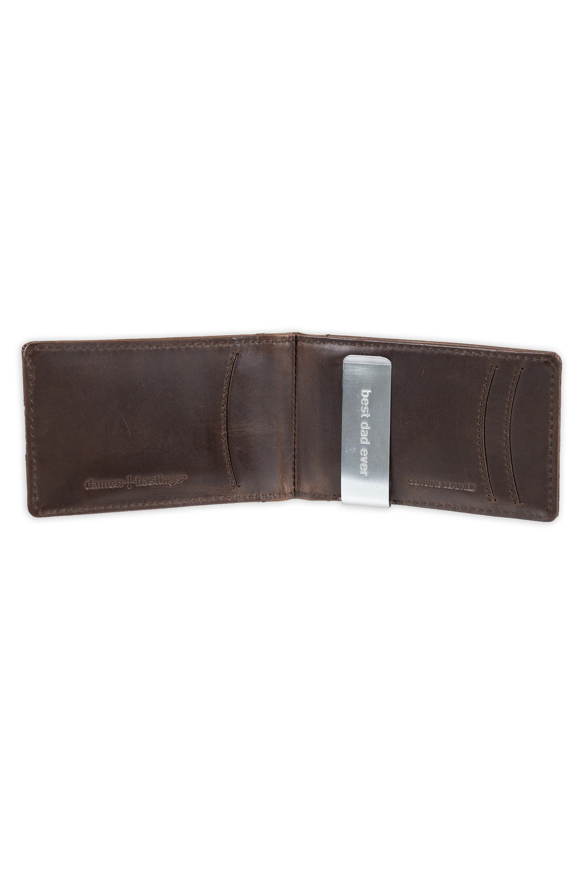 RFID Bifold Wallet with Removable Money Clip, Best Dad Ever Engraving - Brown - Image 3