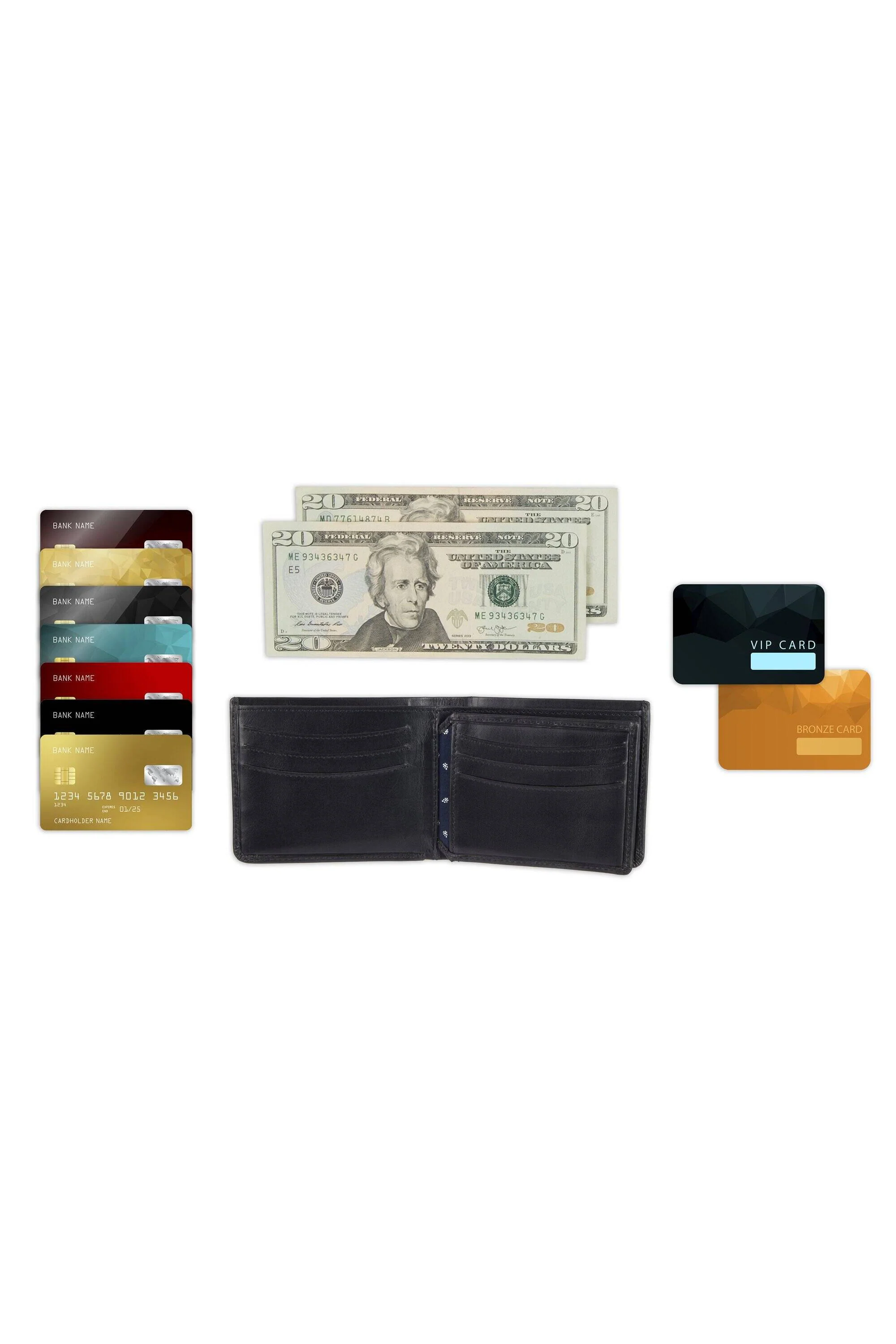 RFID Extra Capacity Slimfold Wallet, Best Dad Ever Emboss - Black - Image 5