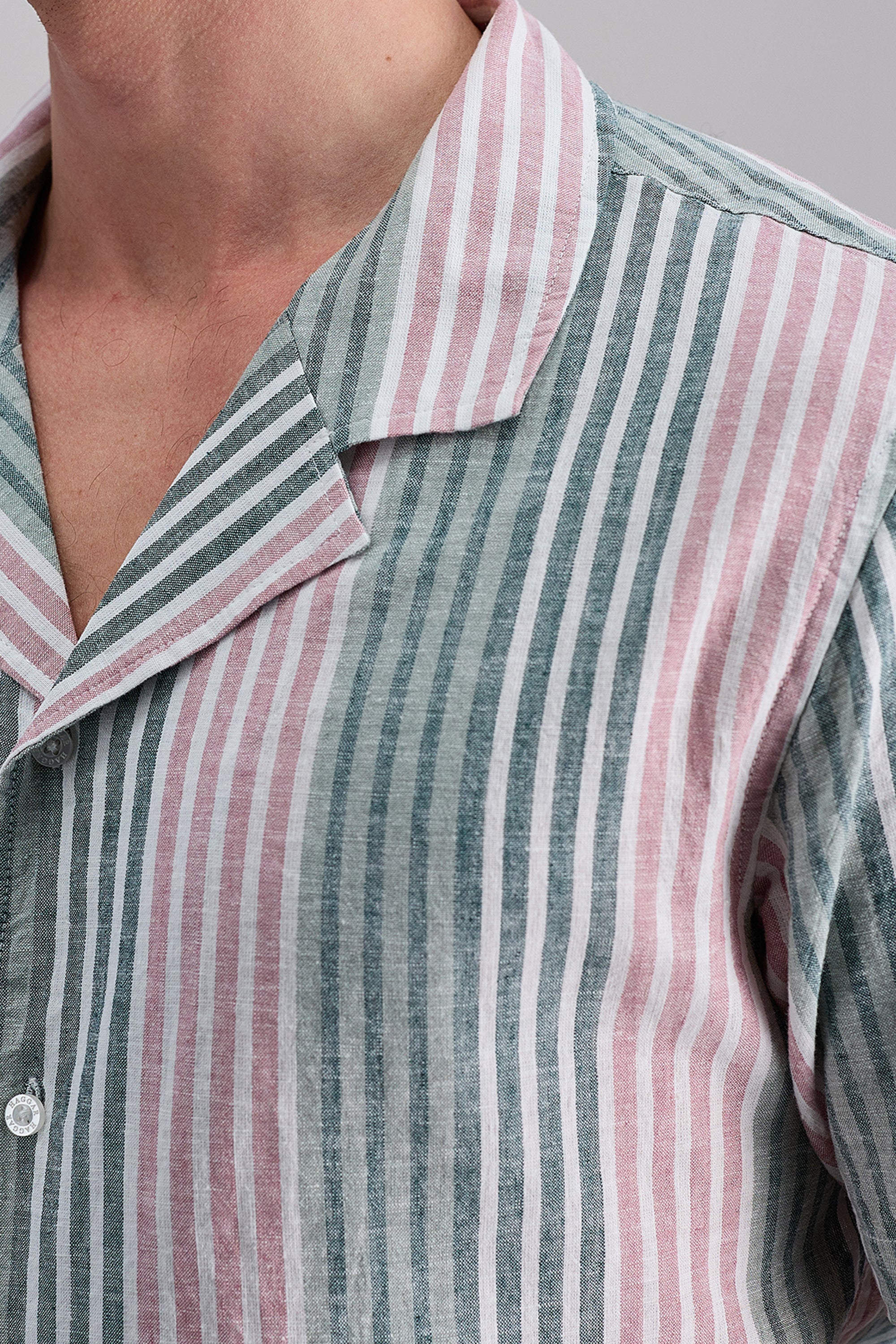 Short Sleeve Linen Stripe Camp Shirt - Image 2