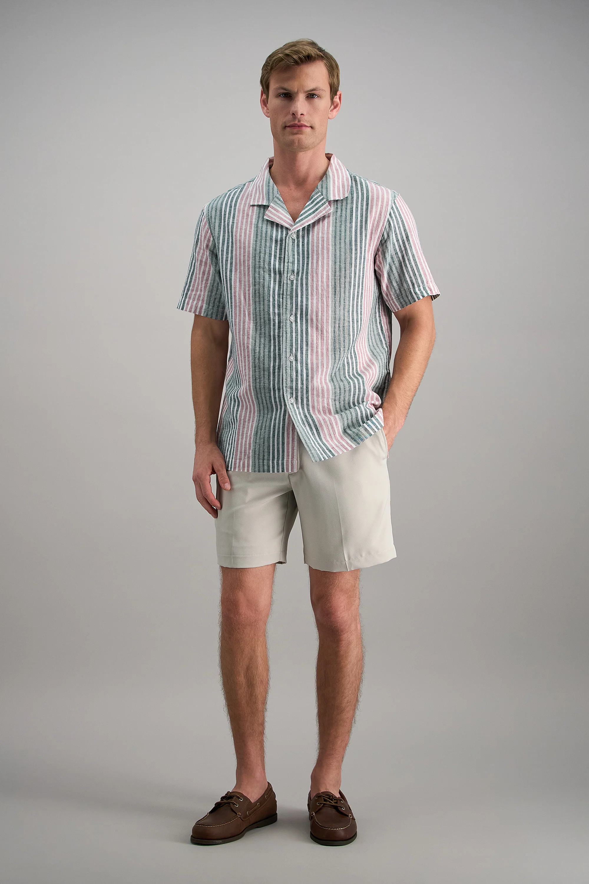 Short Sleeve Linen Stripe Camp Shirt - Image 3
